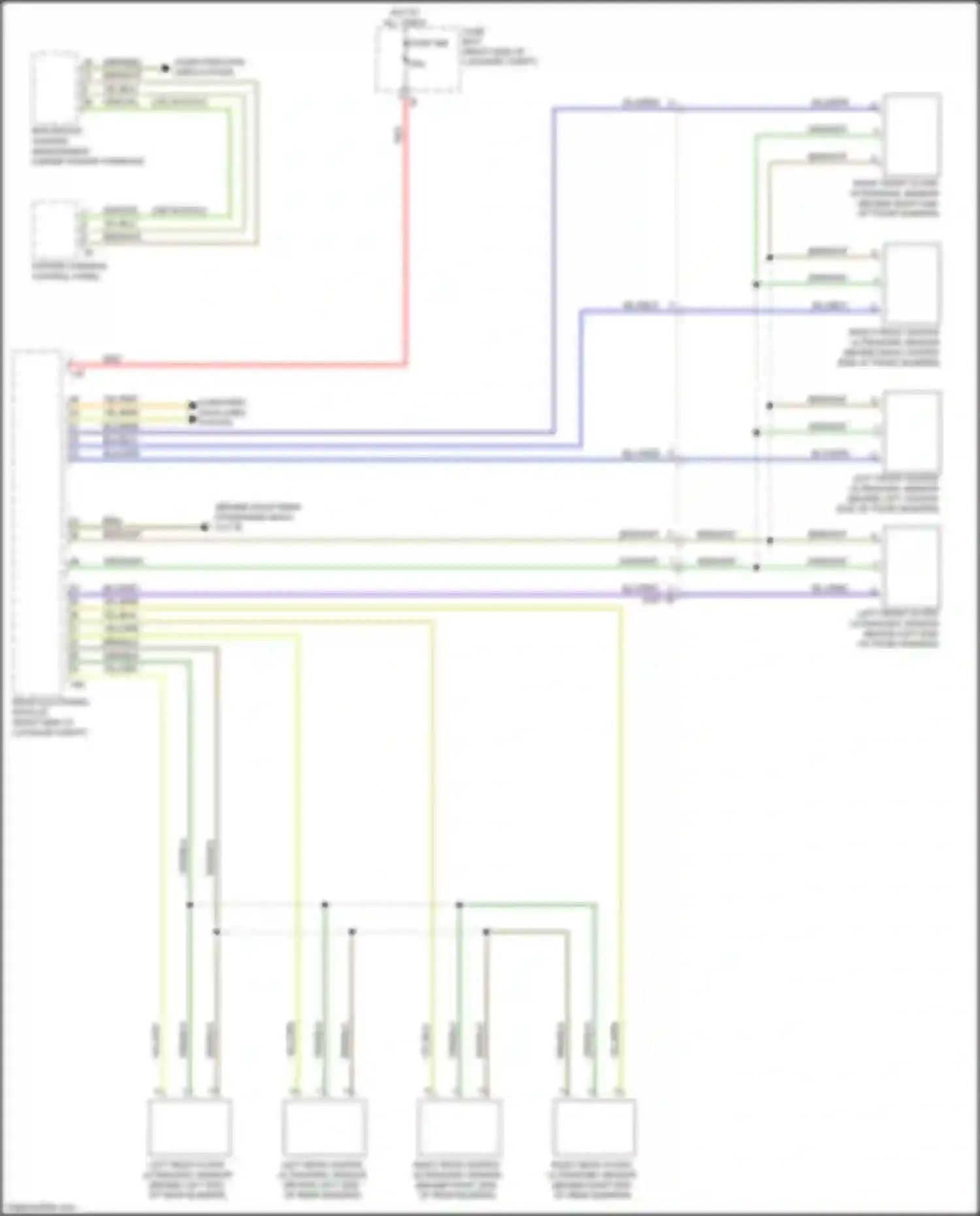 Wiring diagram left rear center ultrasonic sensor for BMW 4 series Gran Coupe F36 (2013-2017) (1 of 2)