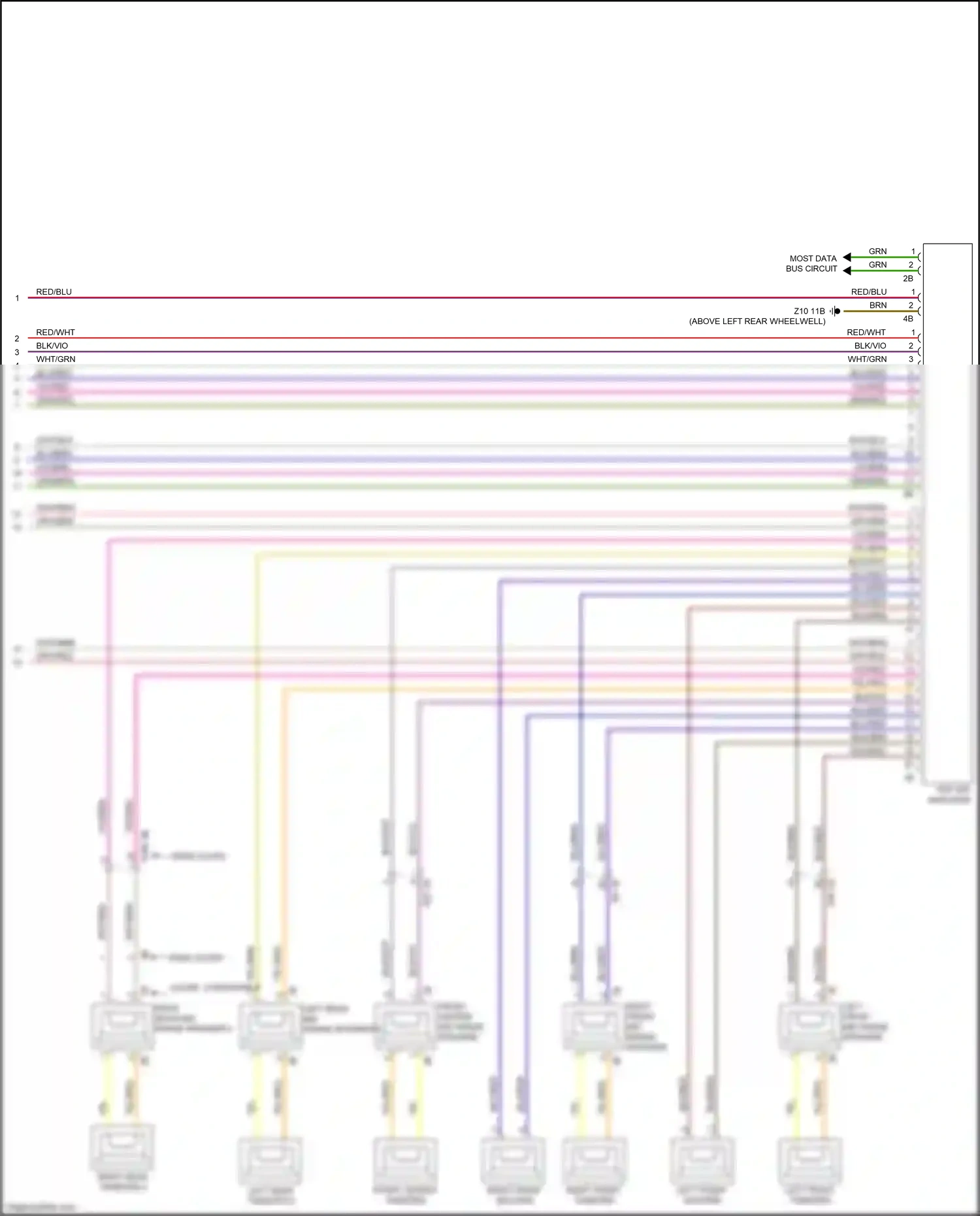 Wiring diagram left rear mid- range speaker 2 for BMW 4 series Gran Coupe F36 (2013-2017) (1 of 2)