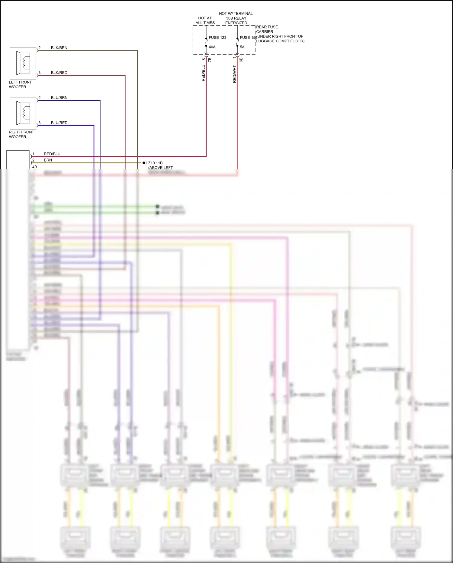 Wiring diagram left rear mid- range speaker 2 for BMW 4 series Gran Coupe F36 (2013-2017) (2 of 2)