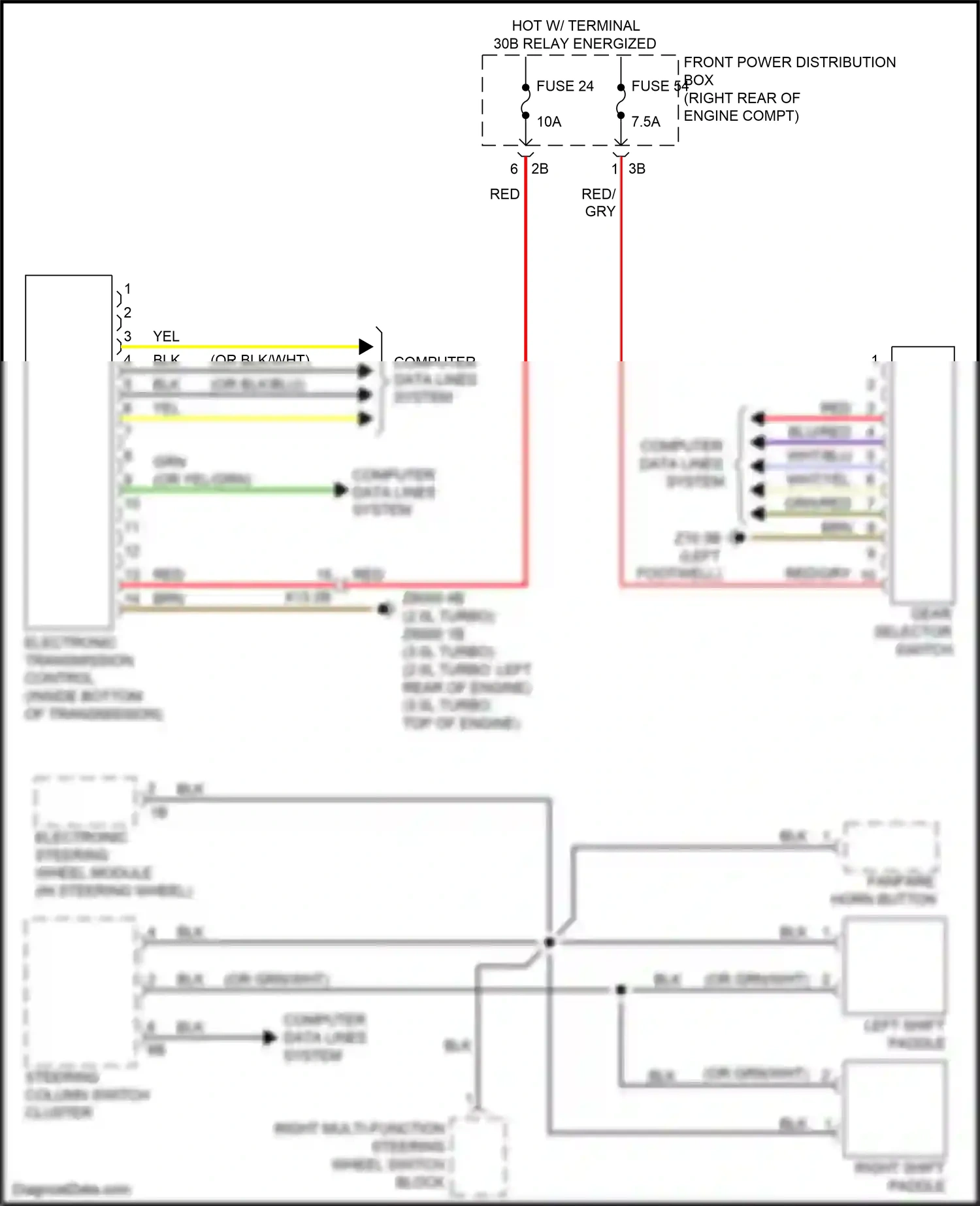 Wiring diagram right shift paddle for BMW 4 series Gran Coupe F36 (2013-2017) (1 of 4)