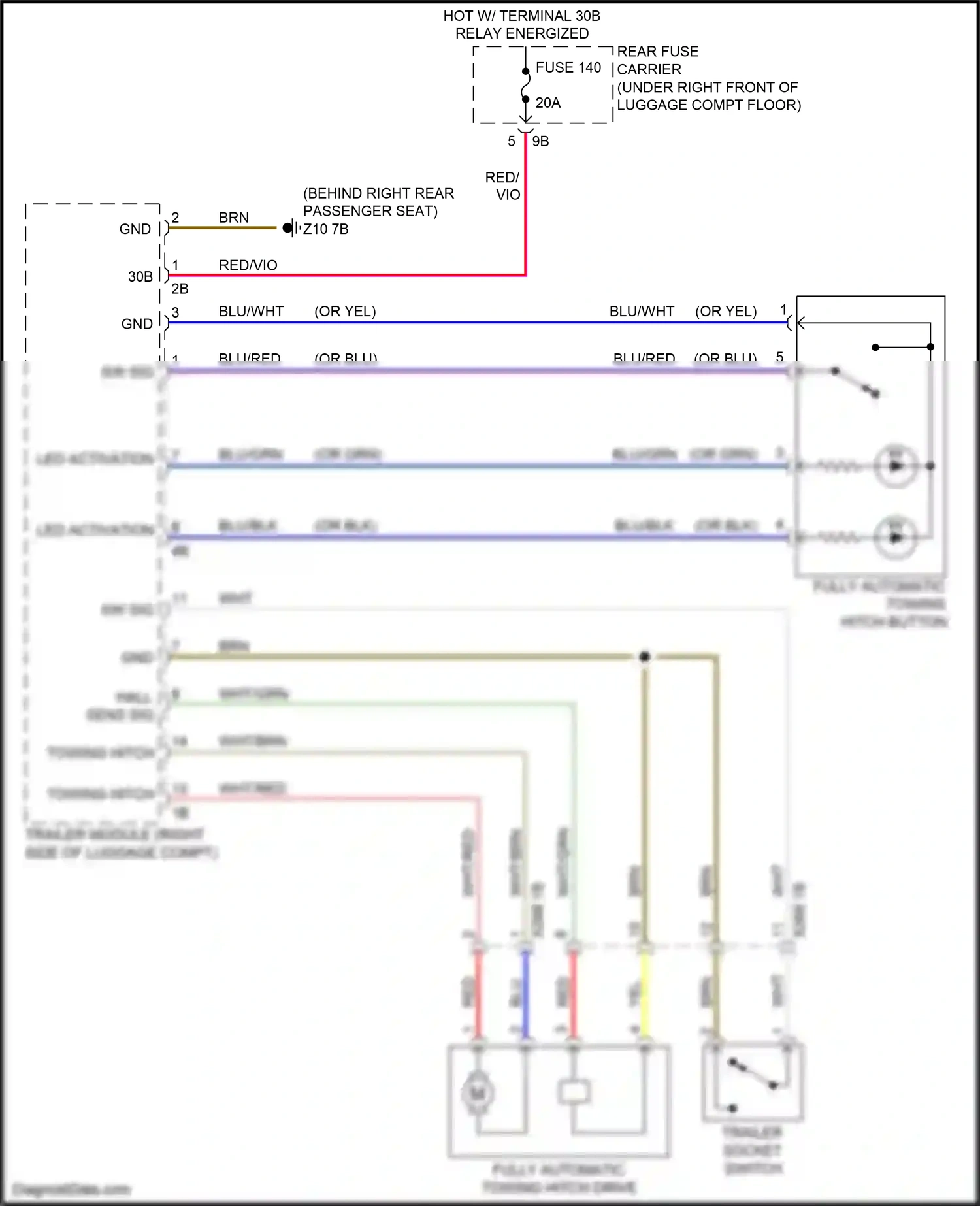 Wiring diagram trailer socket switch for BMW 4 series Gran Coupe F36 (2013-2017) (1 of 1)
