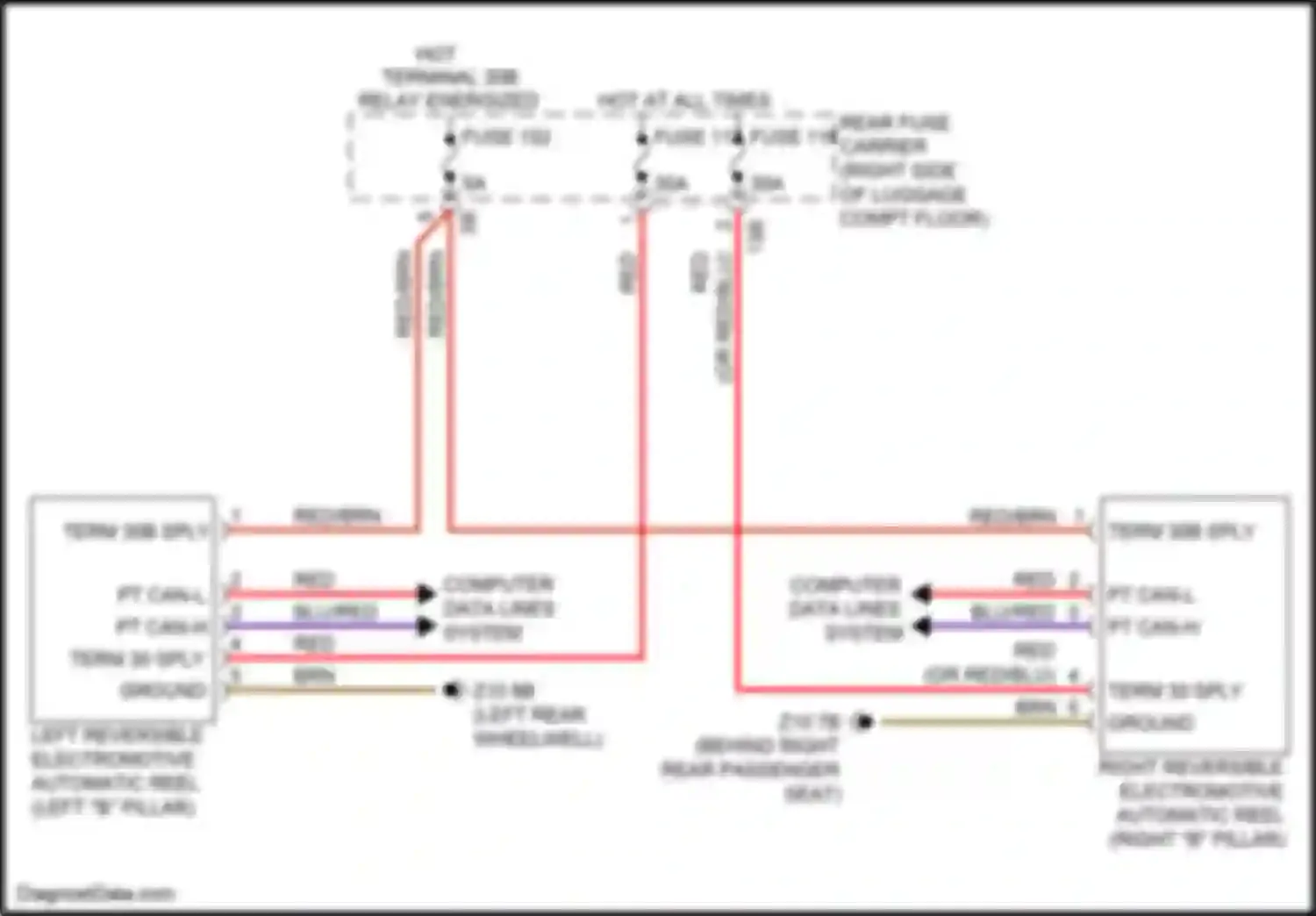 Wiring diagram left reversible electromotive automatic reel for BMW 4 series F32/F33 facelift (2017-2020) (3 of 3)