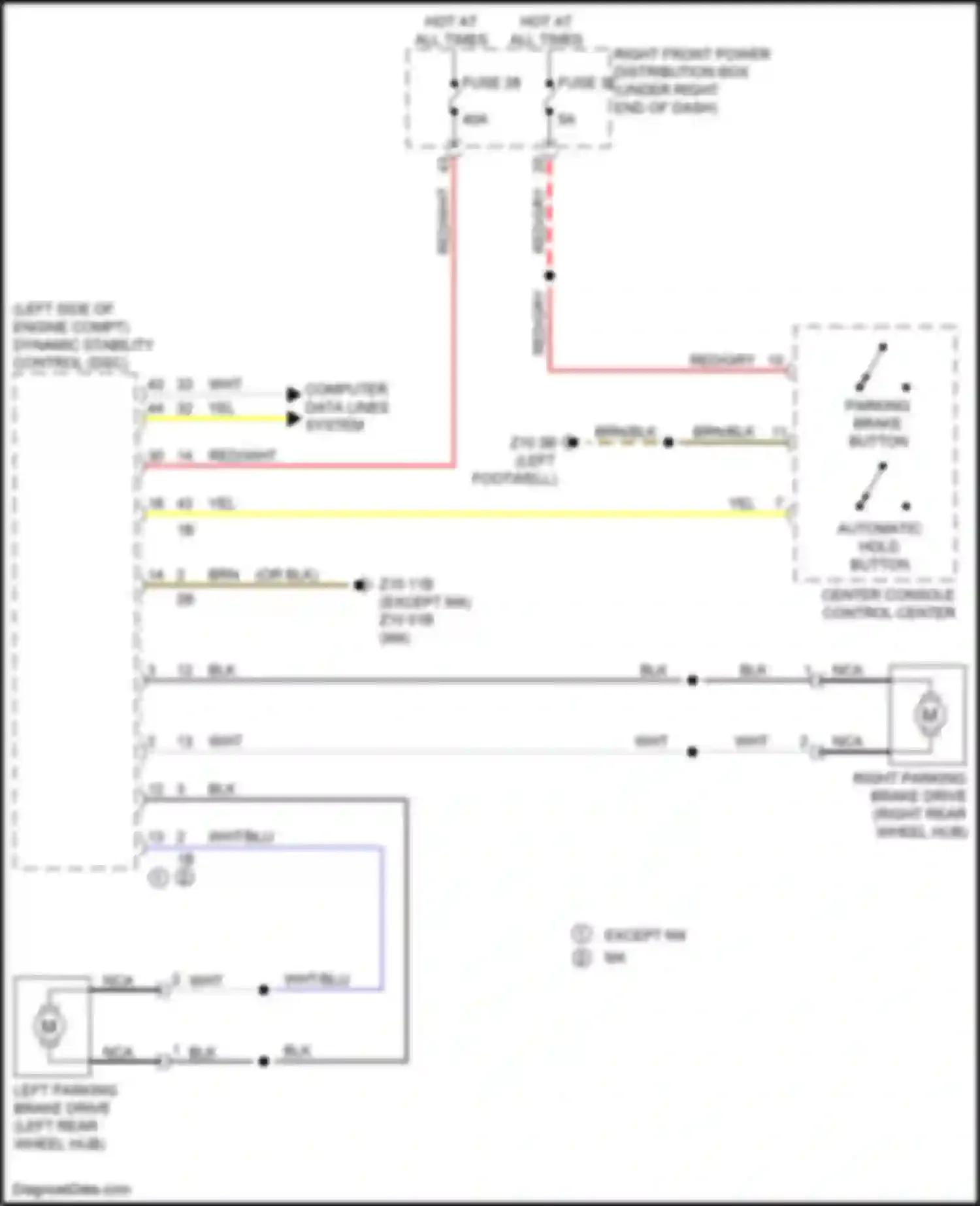 Wiring diagram parking brake button for BMW 4 series G22/G23 (2020-2024) (3 of 3)