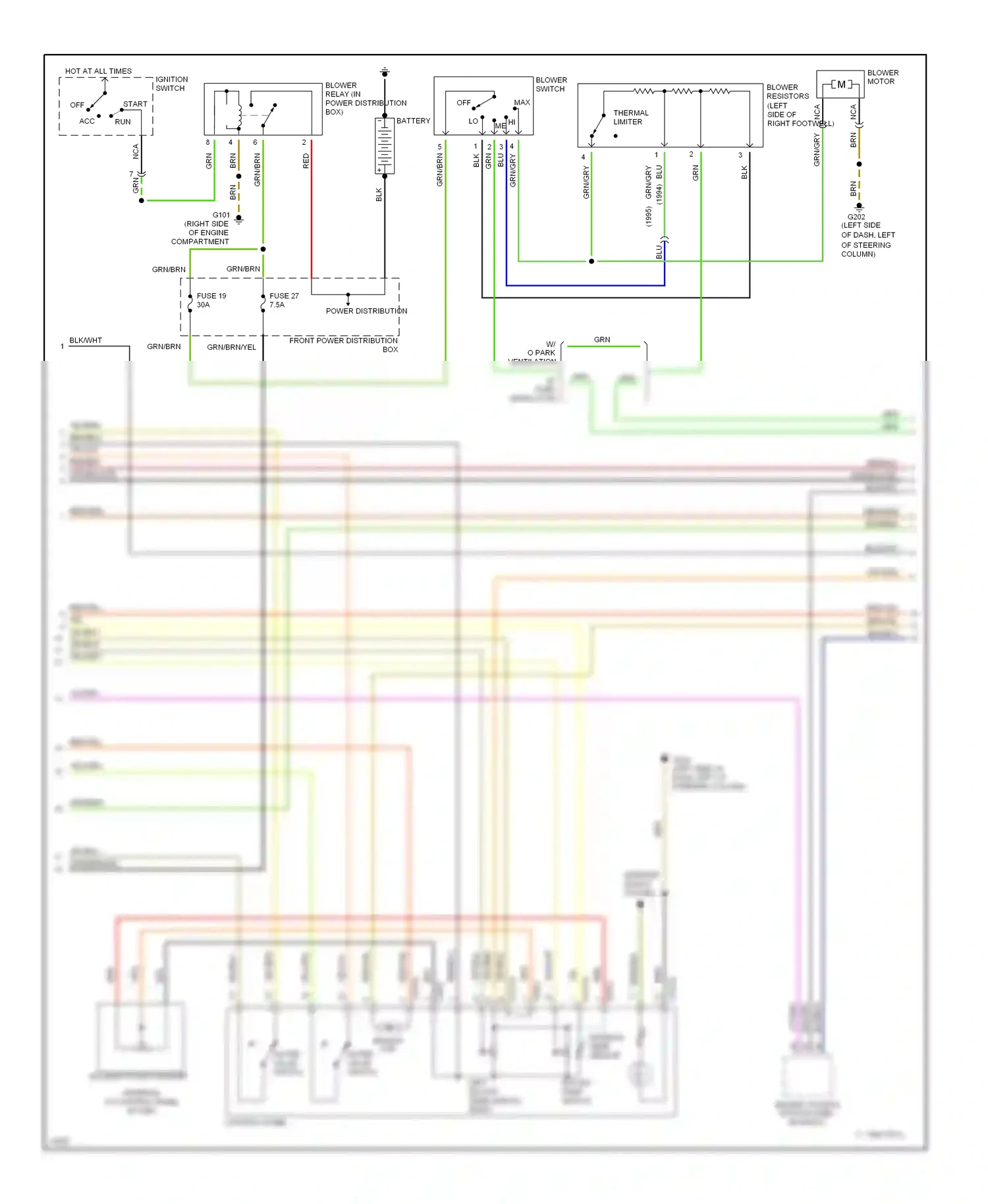BMW 5 series E34 (1988-1996) control panel wiring diagram  (1 of 4)