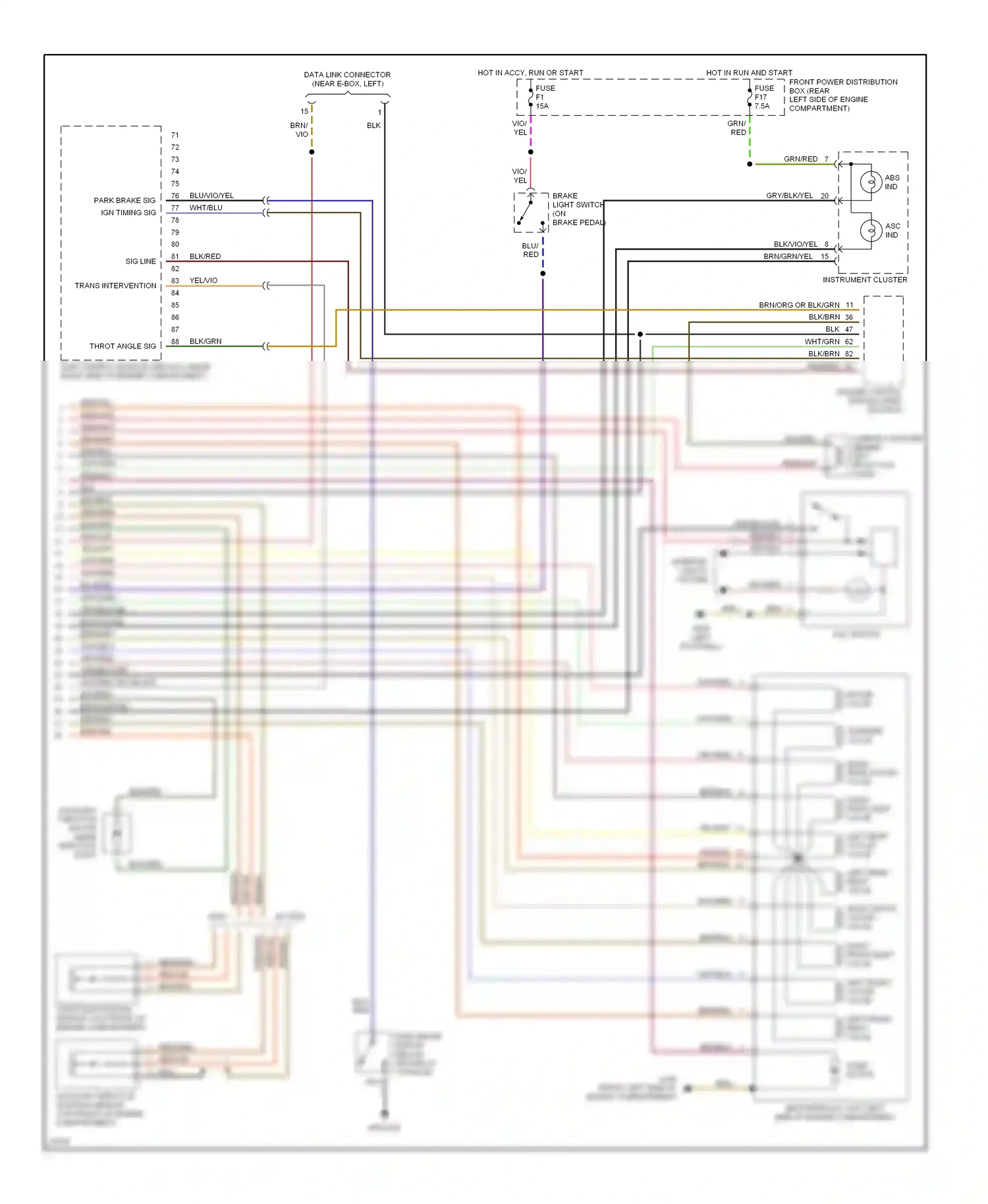 BMW 5 series E34 (1988-1996) engine control module (dme) (in e-box) wiring diagram  (1 of 4)