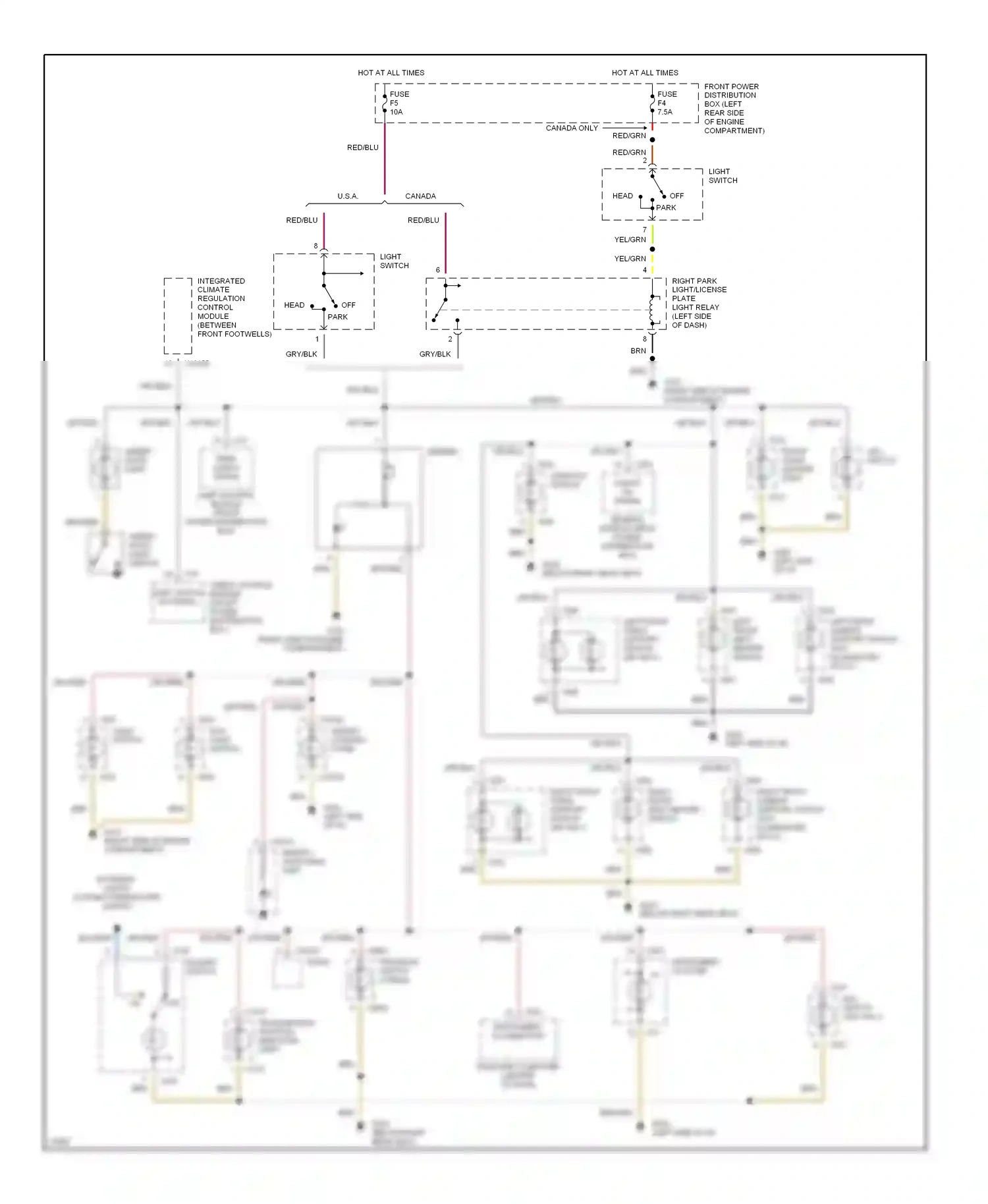 Wiring diagram hazard switch for BMW 5 series E34 (1988-1996) (6 of 6)