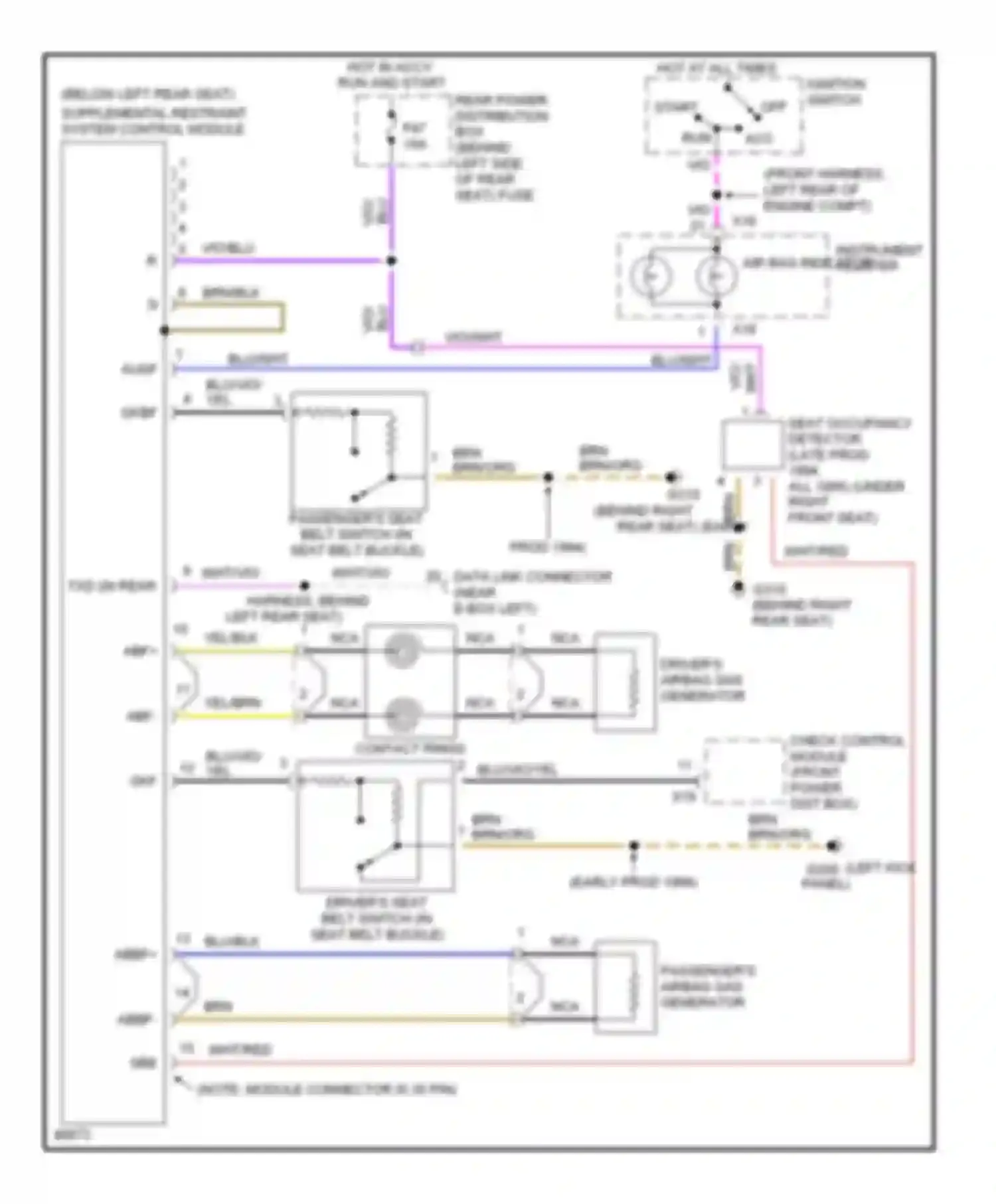 Wiring diagram hot in accy, run and start for BMW 5 series E34 (1988-1996) (7 of 10)