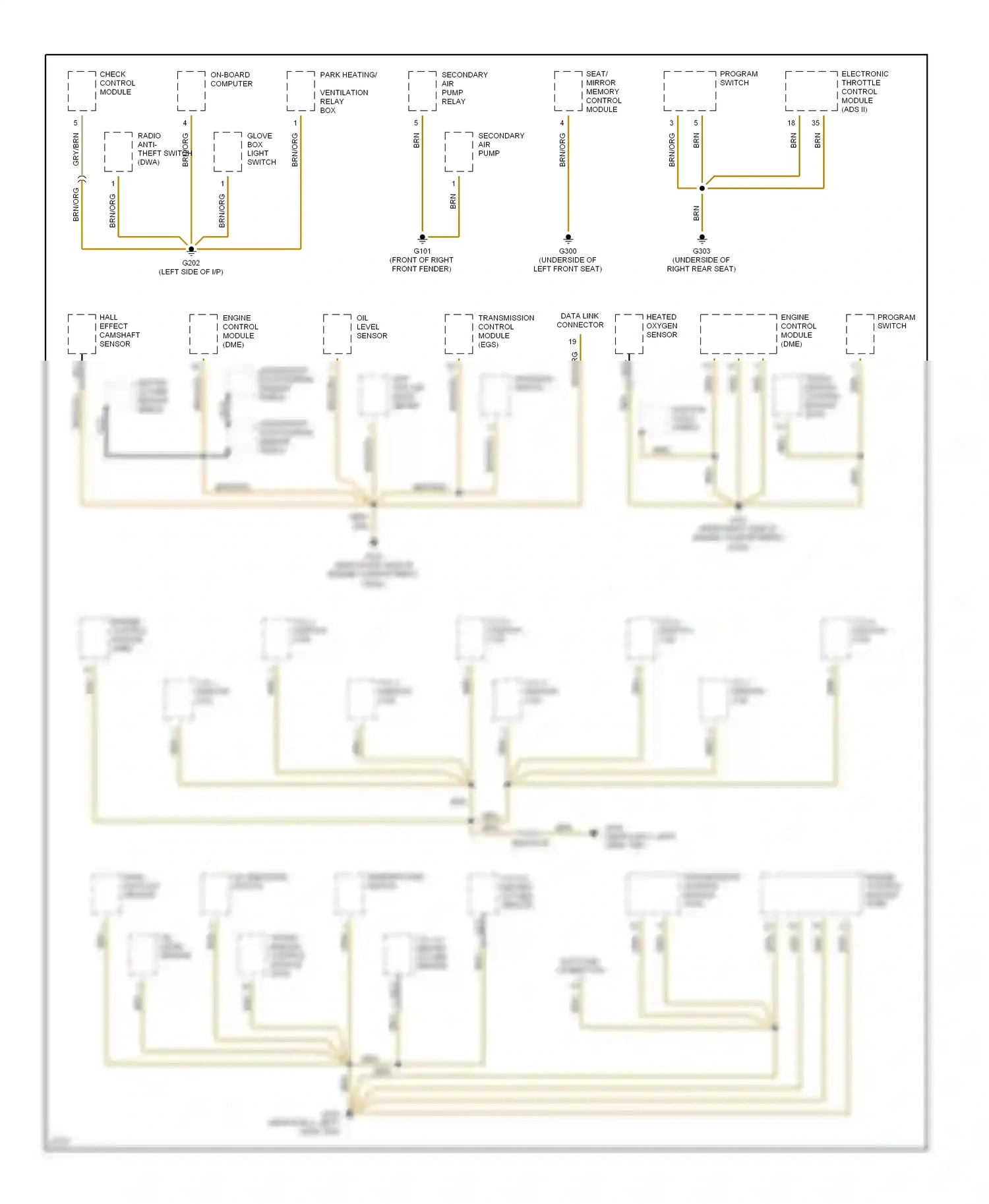 Wiring diagram ignition coils shield for BMW 5 series E34 (1988-1996) (1 of 1)