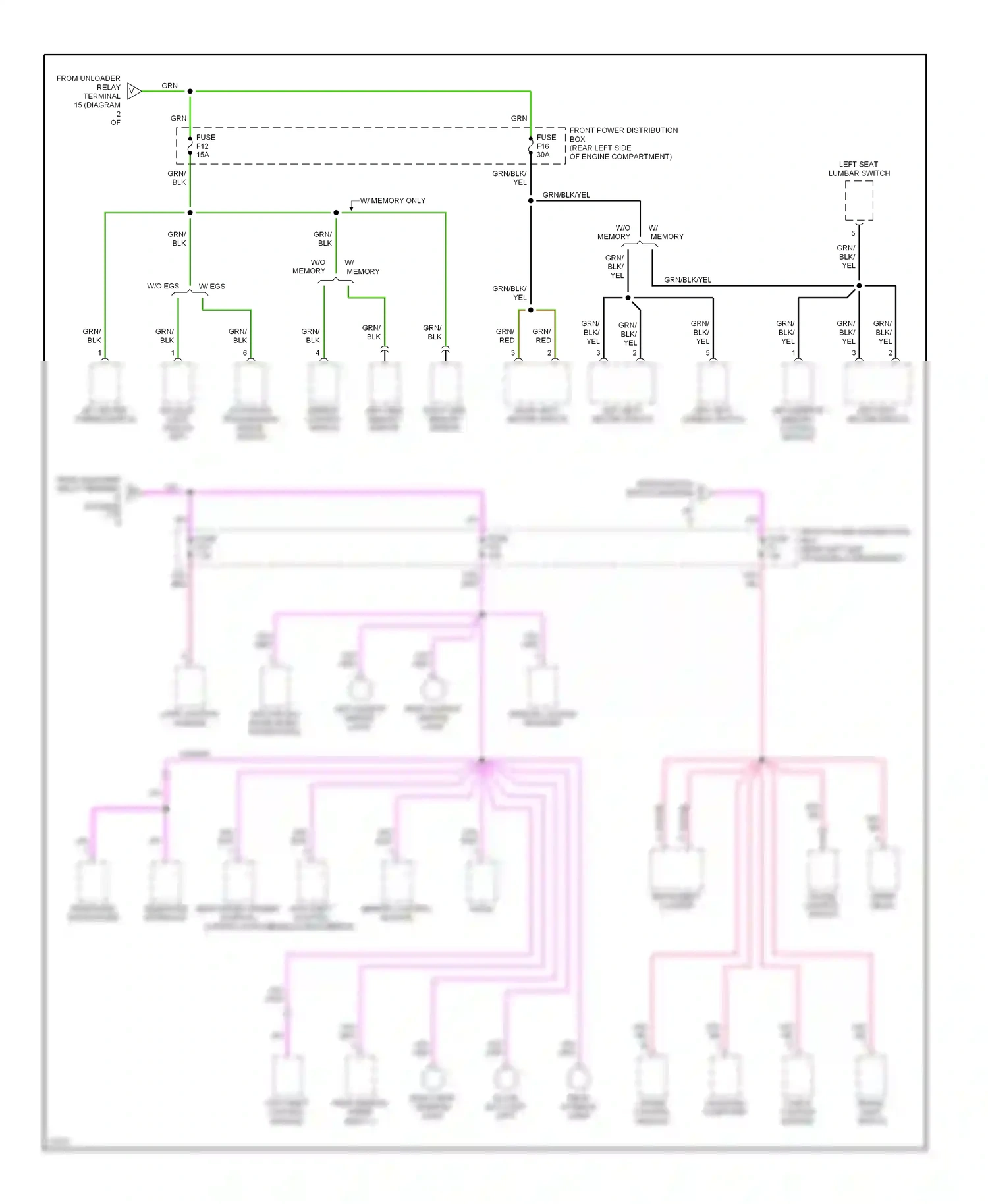 Wiring diagram left makeup mirror light for BMW 5 series E34 (1988-1996) (1 of 1)
