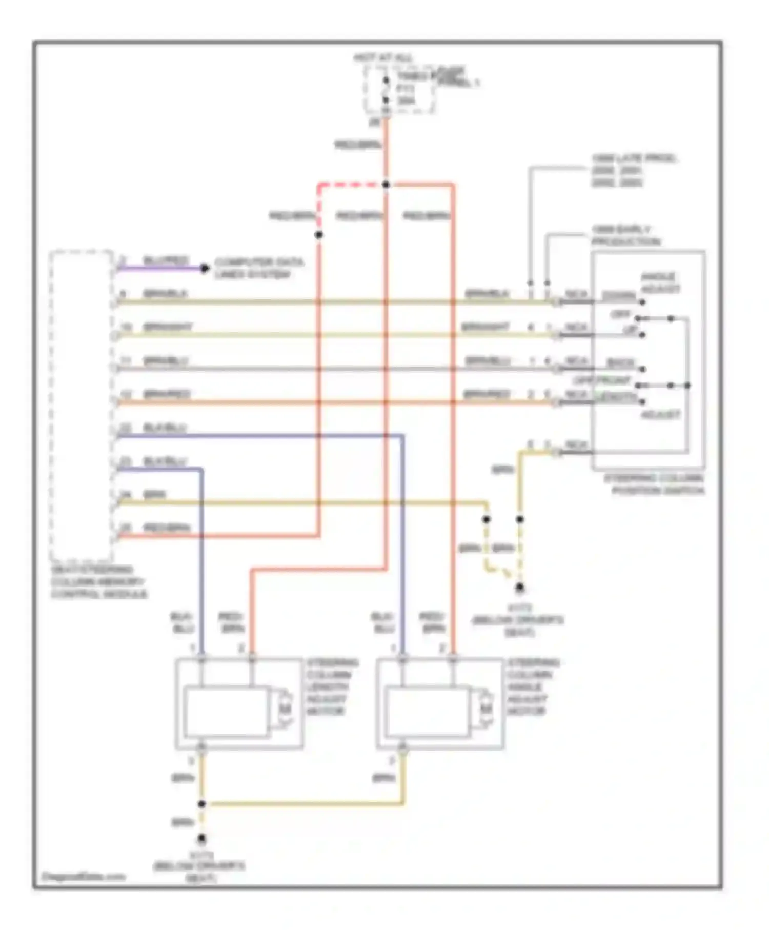 5 series BMW E39 facelift (2000-2004): Steering column memory circuit