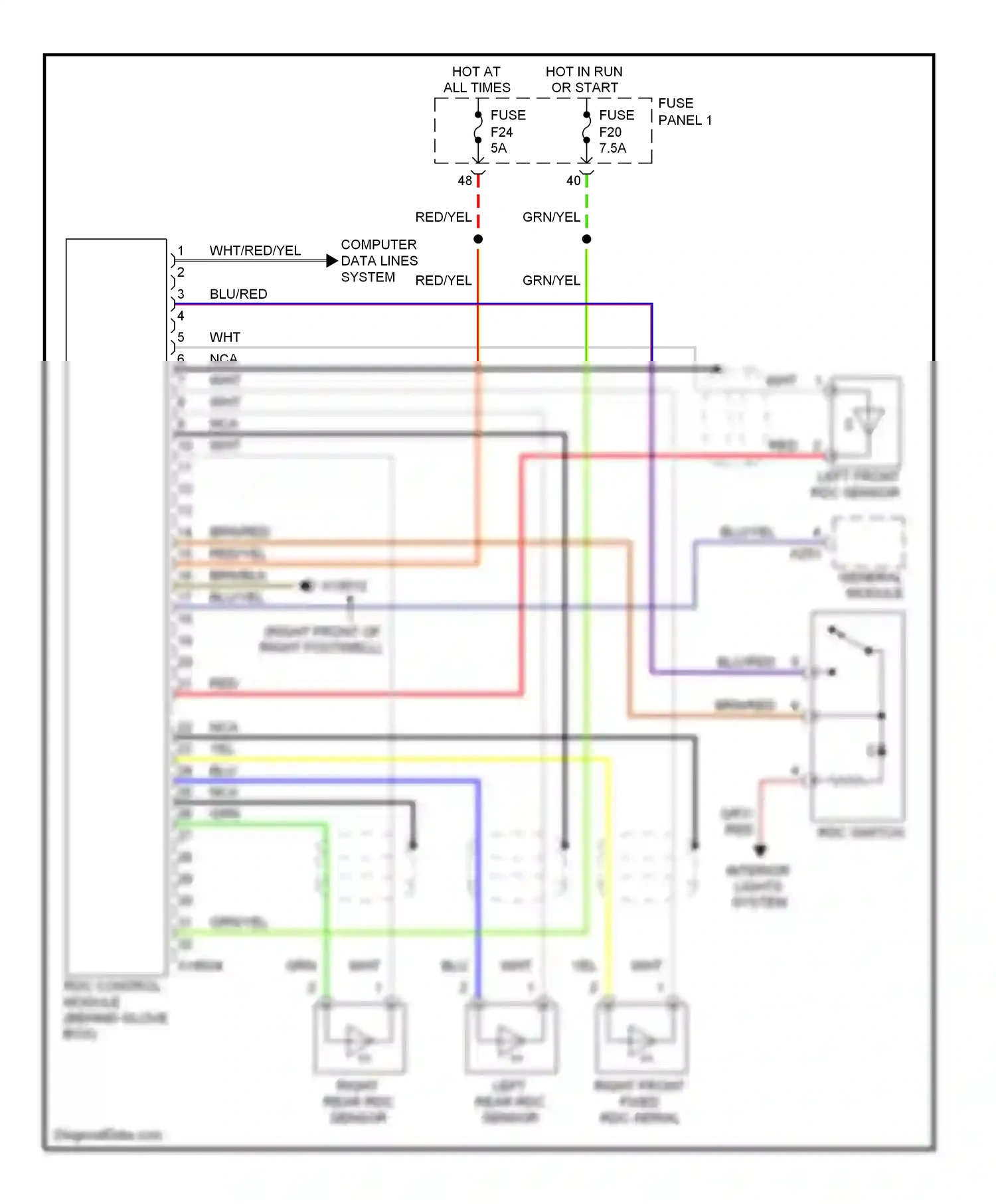 Wiring diagram fuse panel 1 for BMW 5 series E39 facelift (2000-2004) (49 of 51)