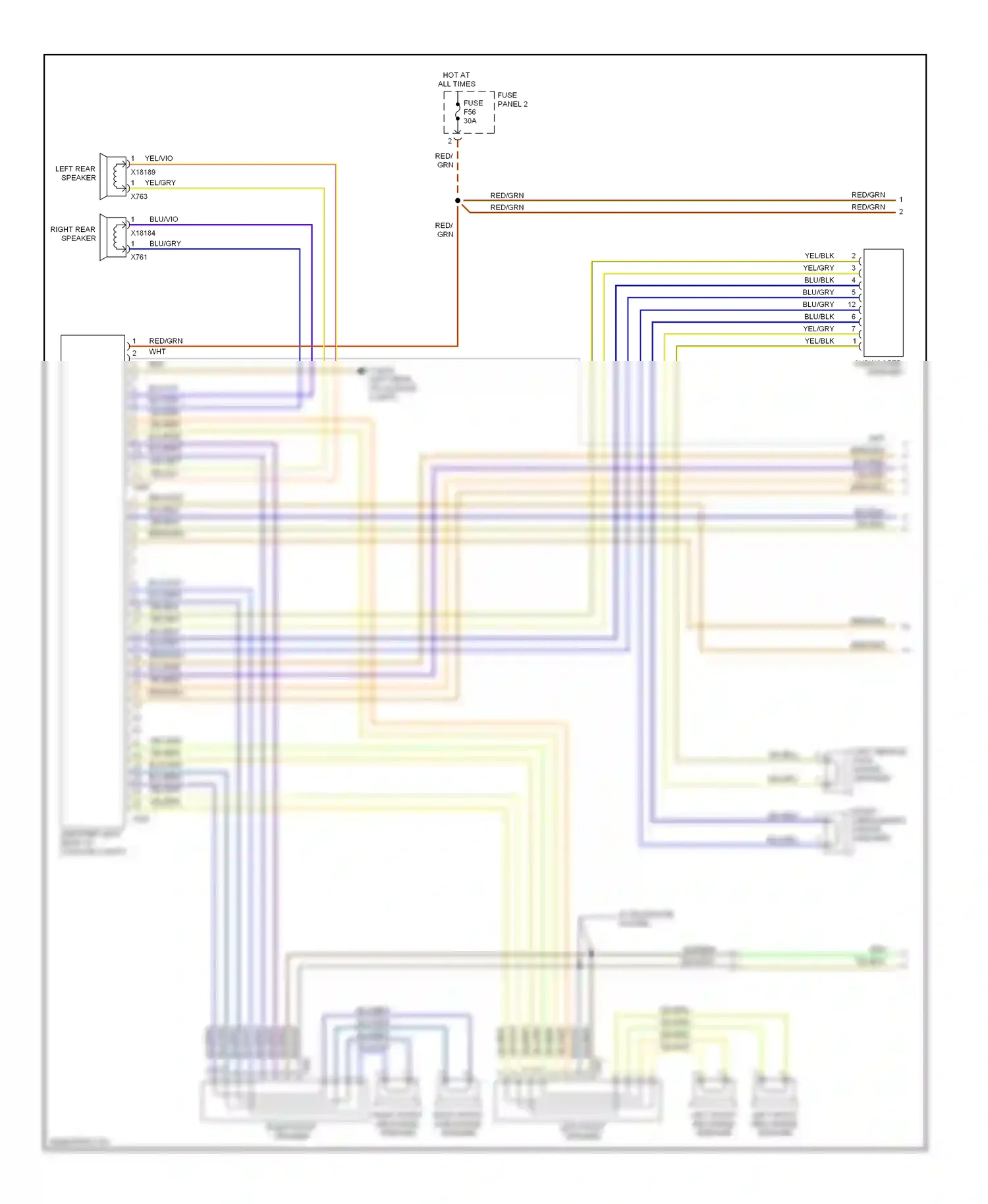 Wiring diagram left front speaker for BMW 5 series E39 facelift (2000-2004) (1 of 5)