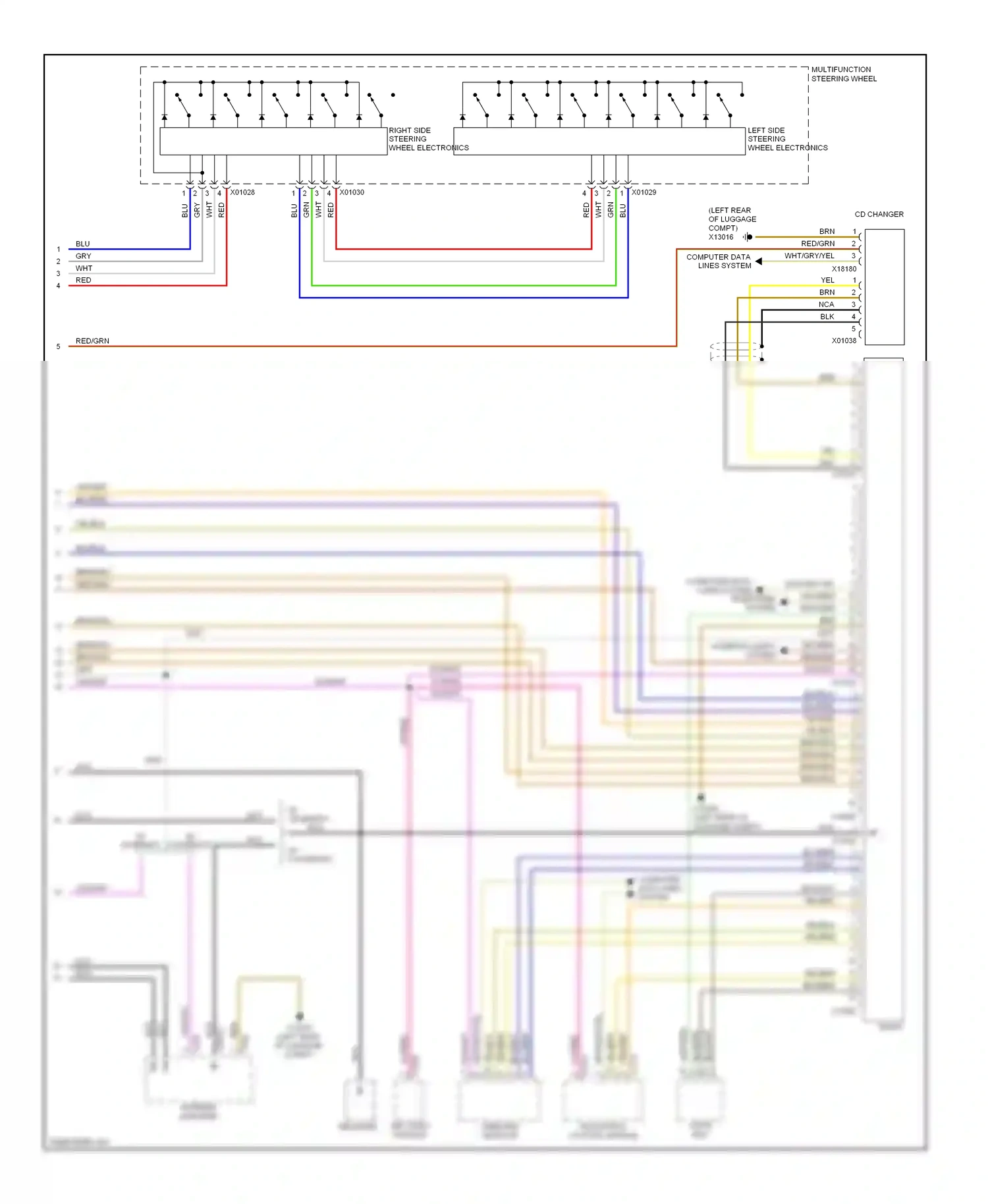 Wiring diagram left side steering wheel electronics for BMW 5 series E39 facelift (2000-2004) (2 of 6)