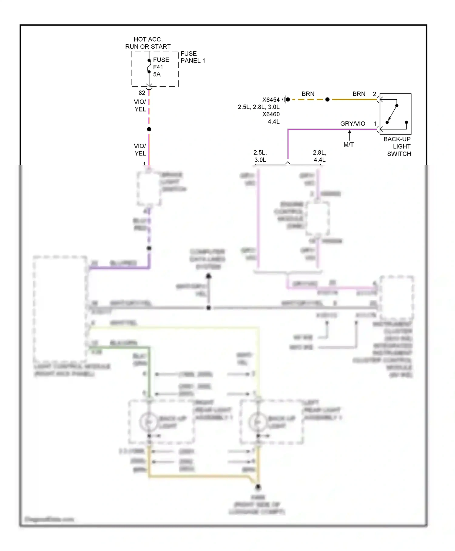 BMW 5 series E39 facelift (2000-2004) light control module (right kick panel) wiring diagram  (1 of 6)