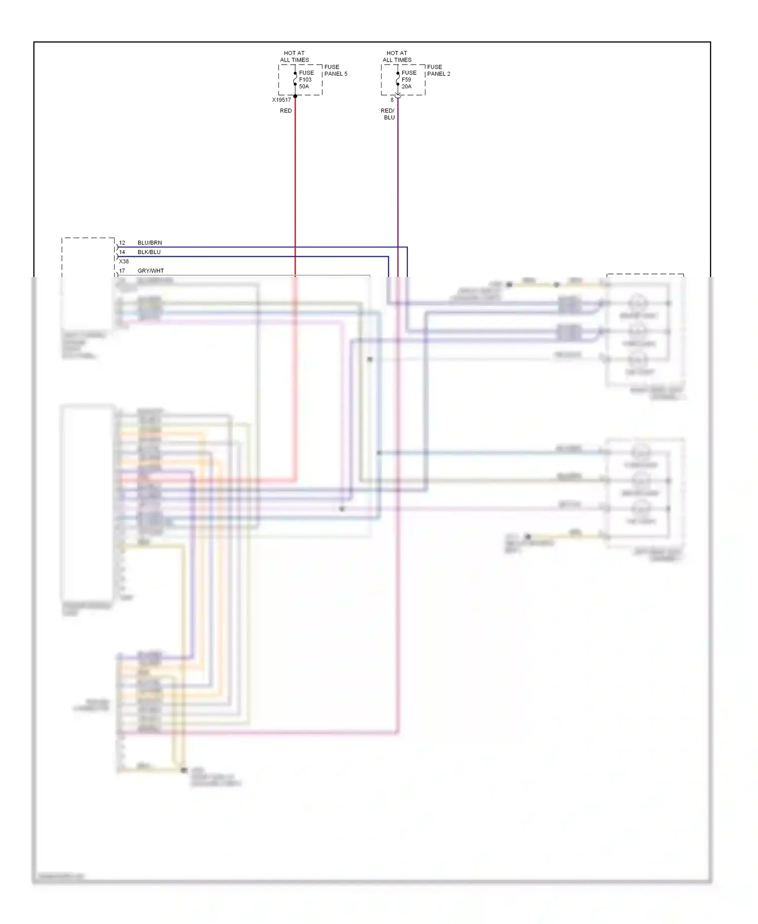 BMW 5 series E39 facelift (2000-2004) light control module (right kick panel) wiring diagram  (6 of 6)
