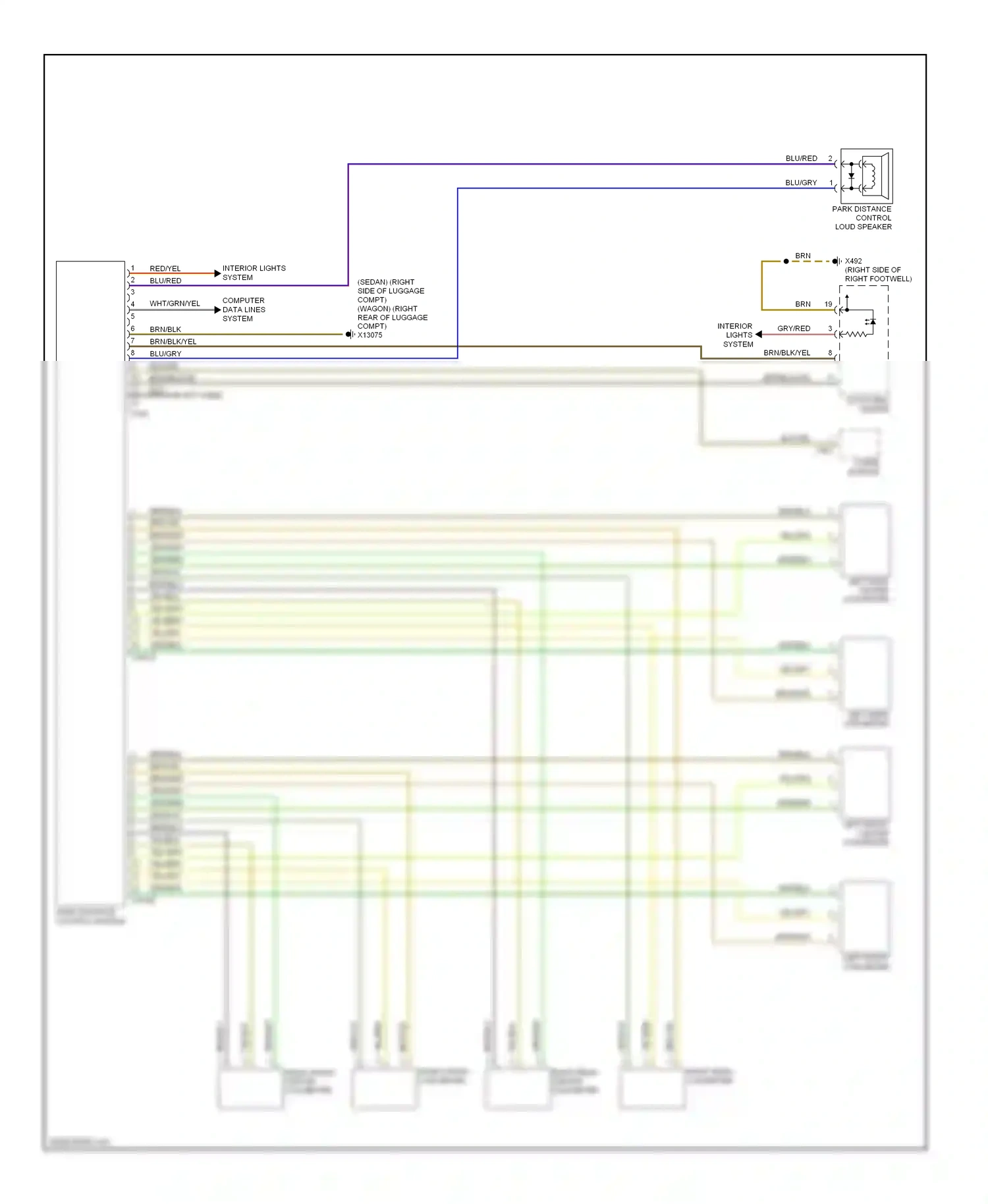 Wiring diagram park distance control module for BMW 5 series E39 facelift (2000-2004) (5 of 5)