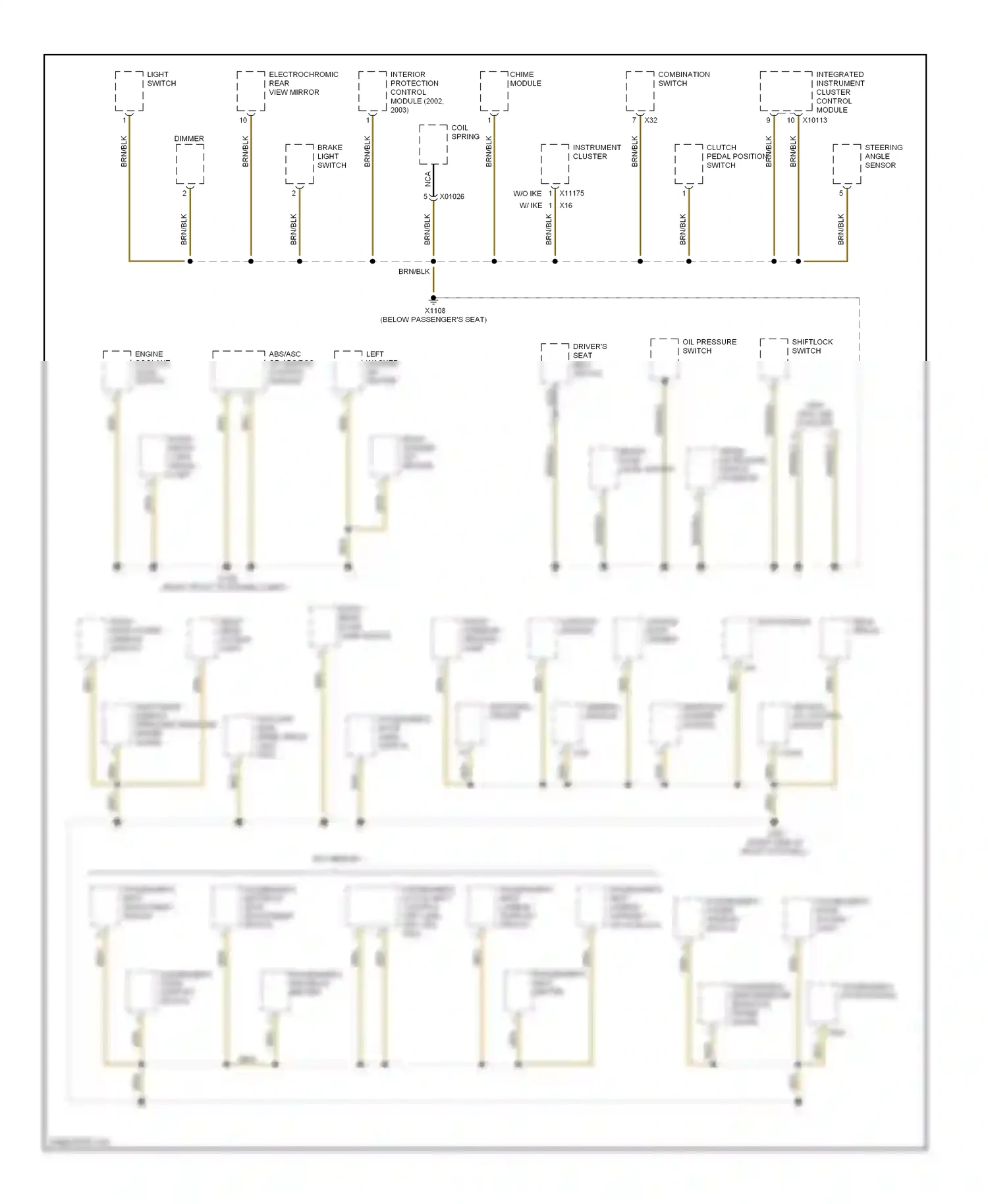 Wiring diagram passenger's seatback head adjustment switch for BMW 5 series E39 facelift (2000-2004) (1 of 2)