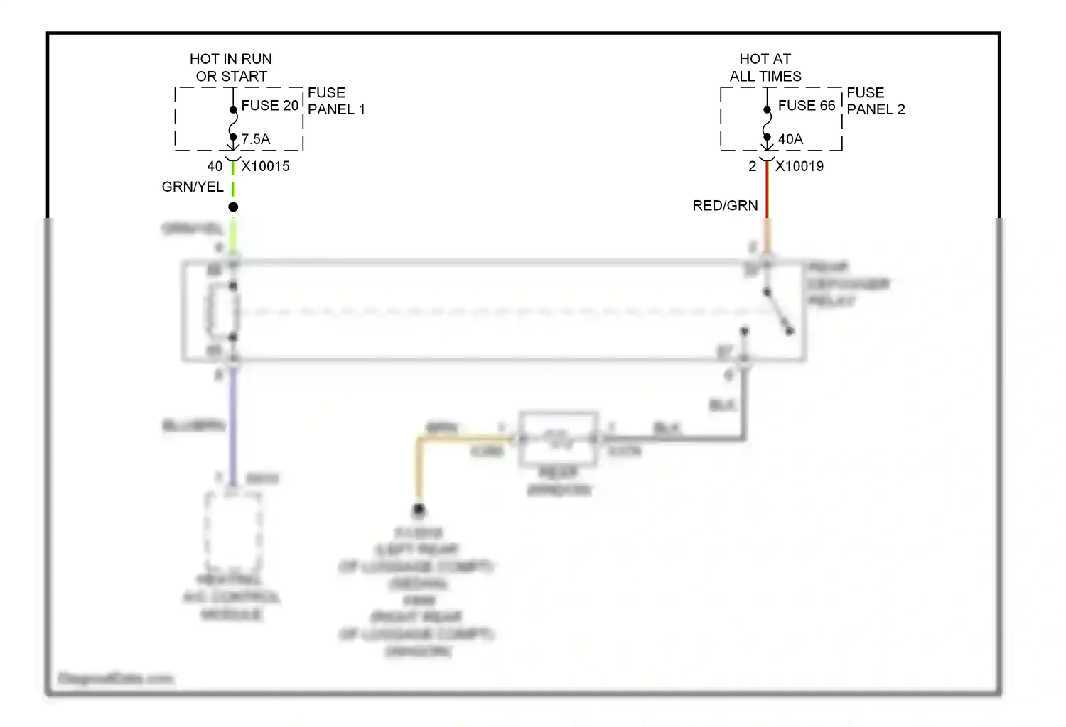 Wiring diagram rear window for BMW 5 series E39 facelift (2000-2004) (1 of 5)