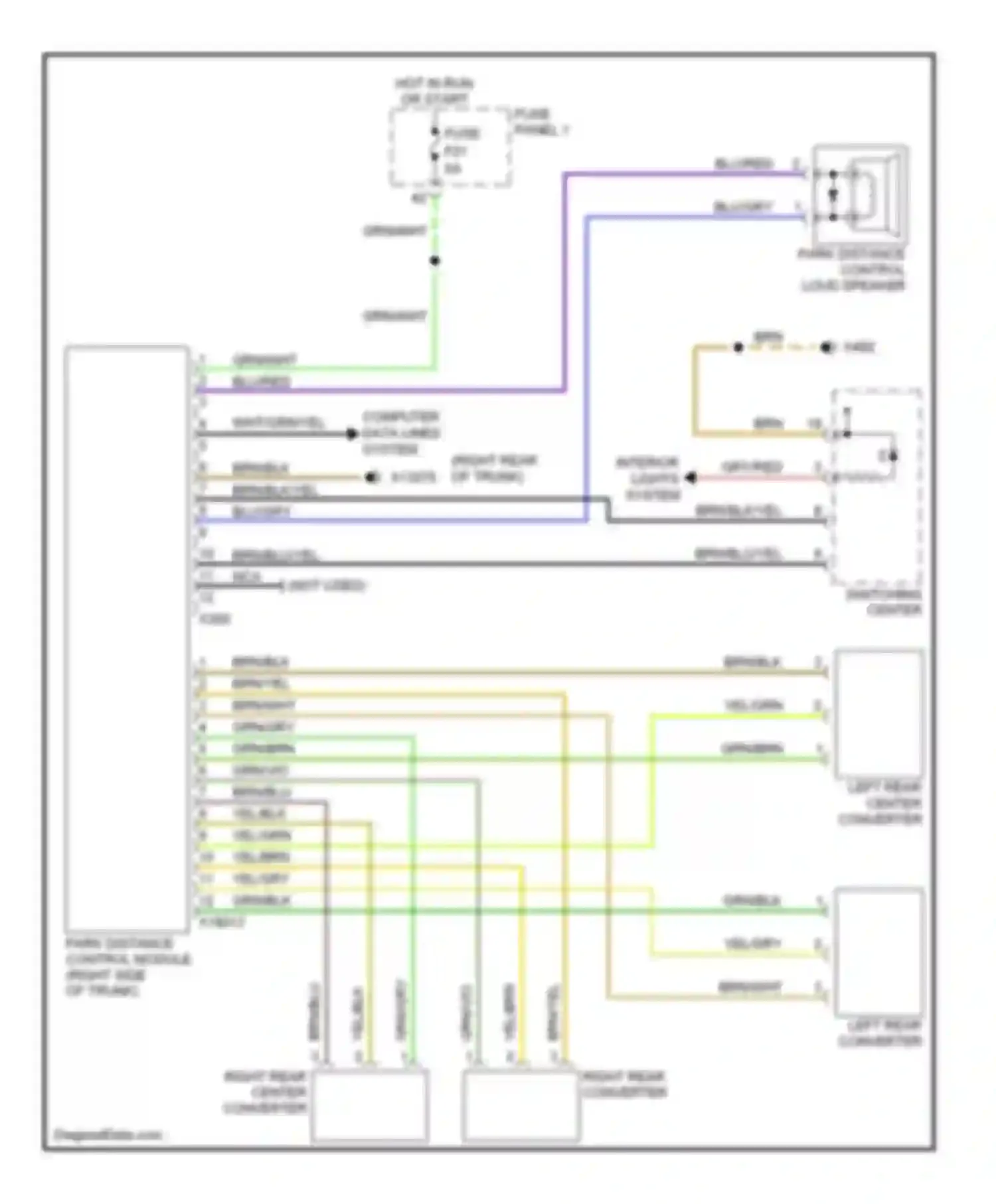 5 series BMW E39 (1995-2000): Parking assistant circuit