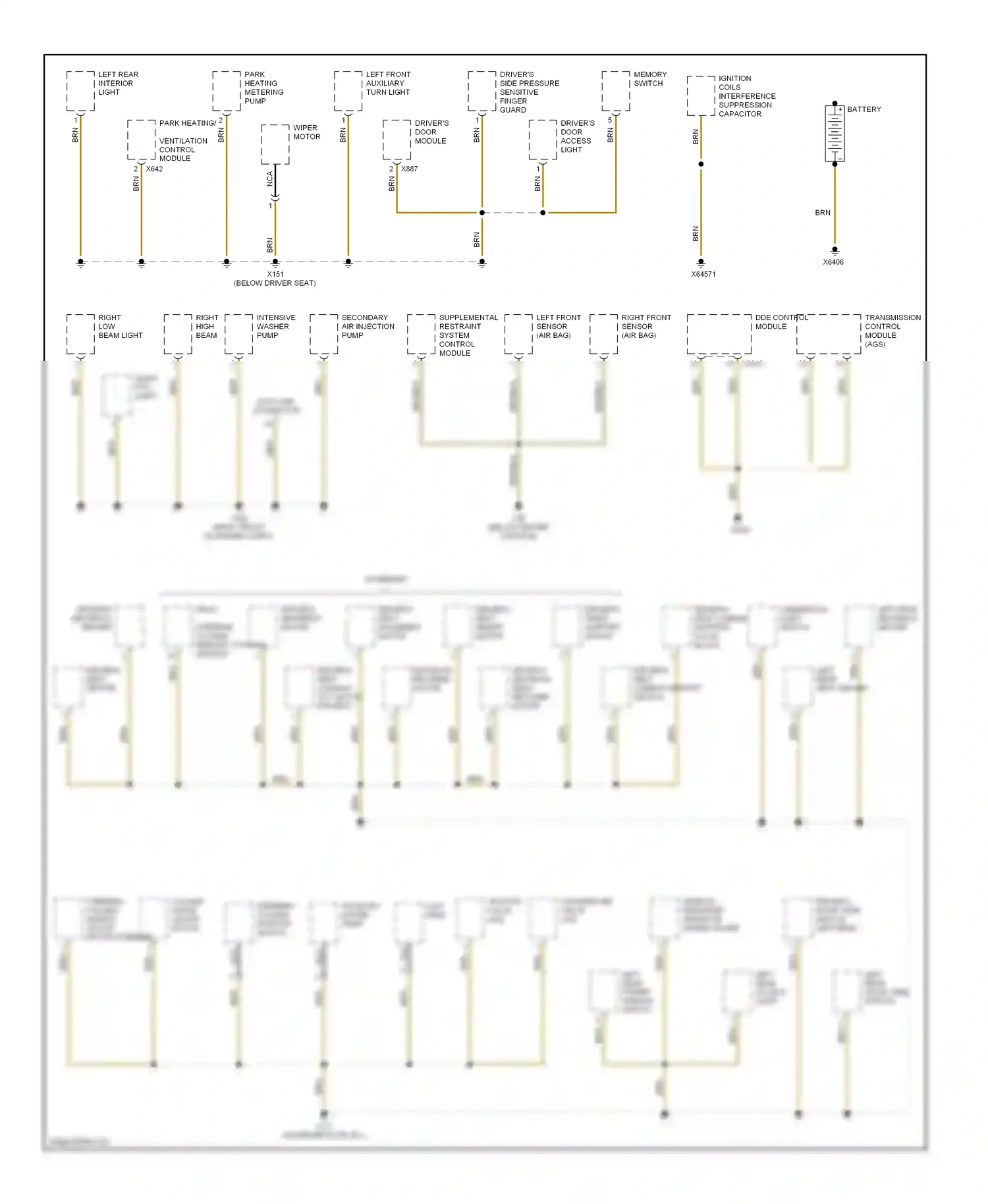 Wiring diagram driver's seat lumbar support switch for BMW 5 series E39 (1995-2000) (1 of 3)