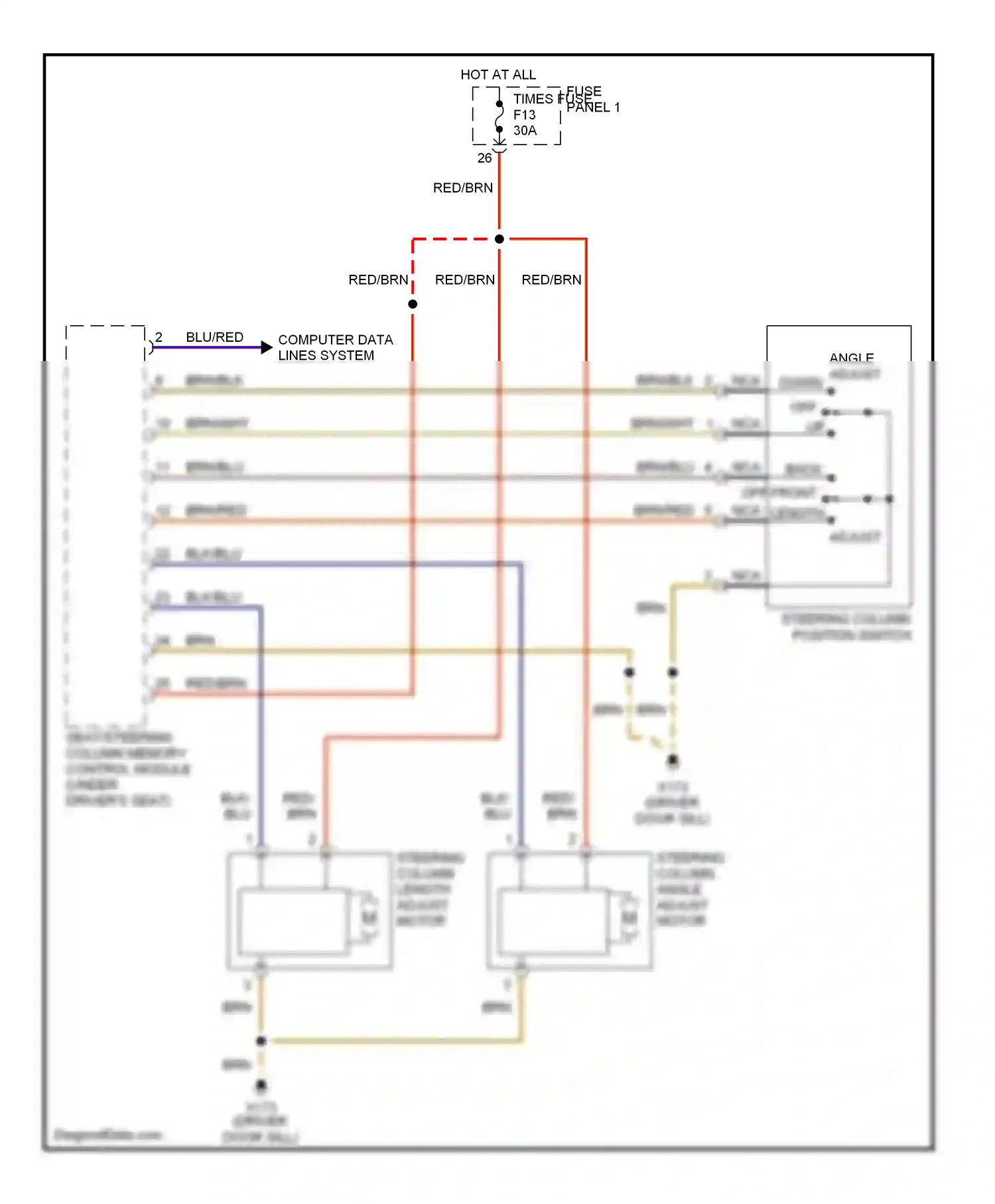 Wiring diagram fuse panel 1 for BMW 5 series E39 (1995-2000) (20 of 34)