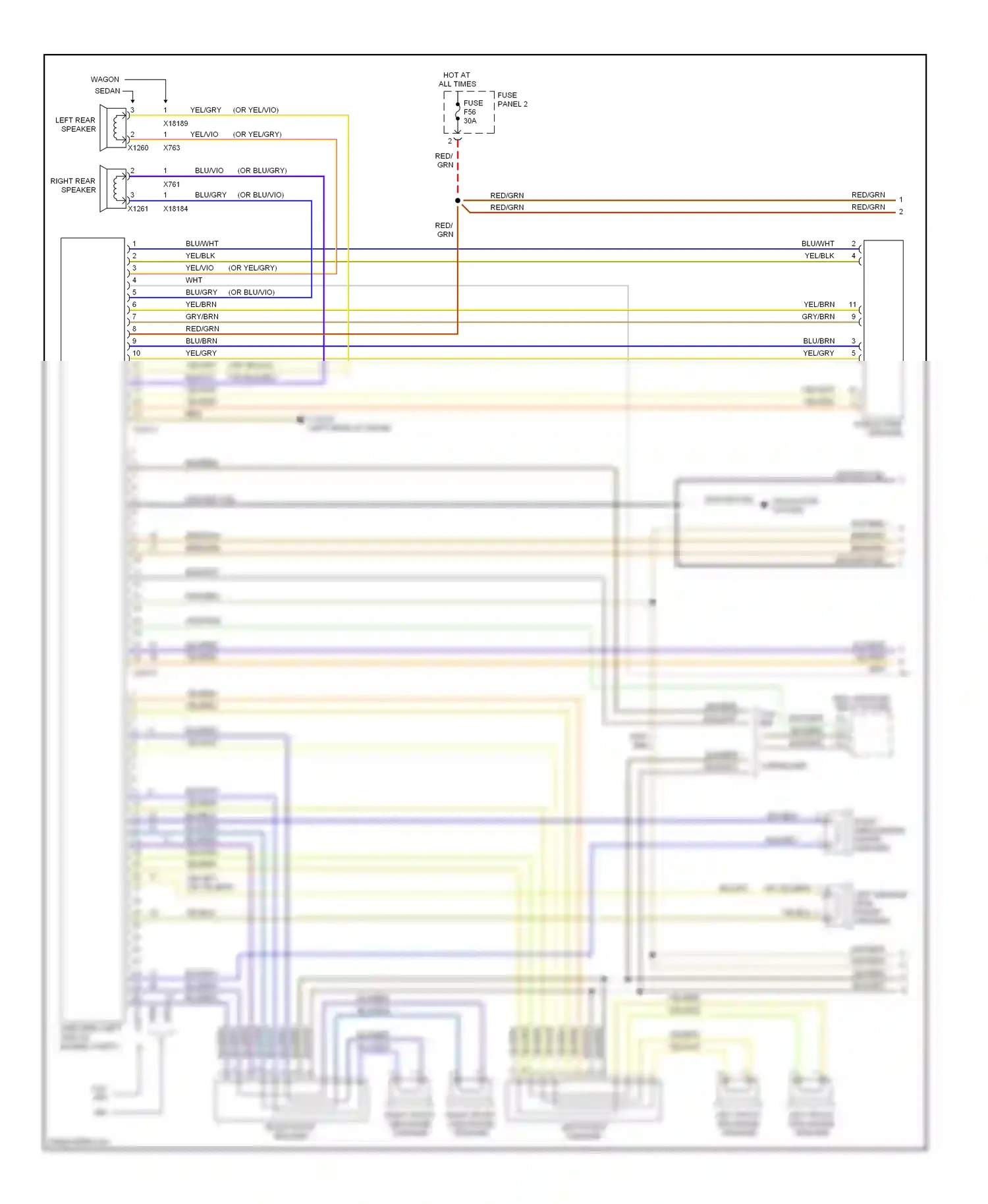 Wiring diagram left front mid-range speaker for BMW 5 series E39 (1995-2000) (1 of 1)