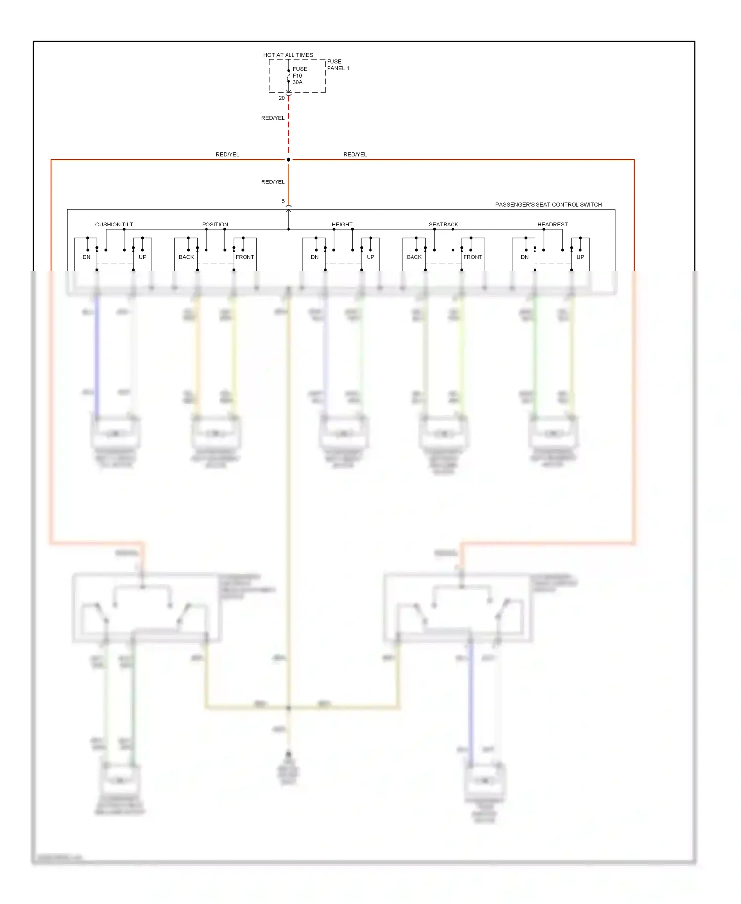 Wiring diagram passenger's seatback head adjustment switch for BMW 5 series E39 (1995-2000) (2 of 2)