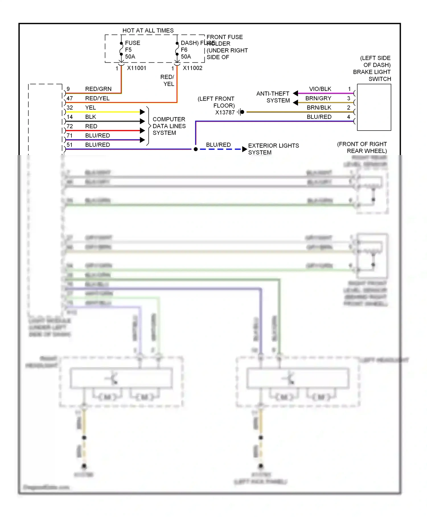 Wiring diagram blu/red for BMW 5 series E60/E61 facelift (2007-2010) (21 of 77)