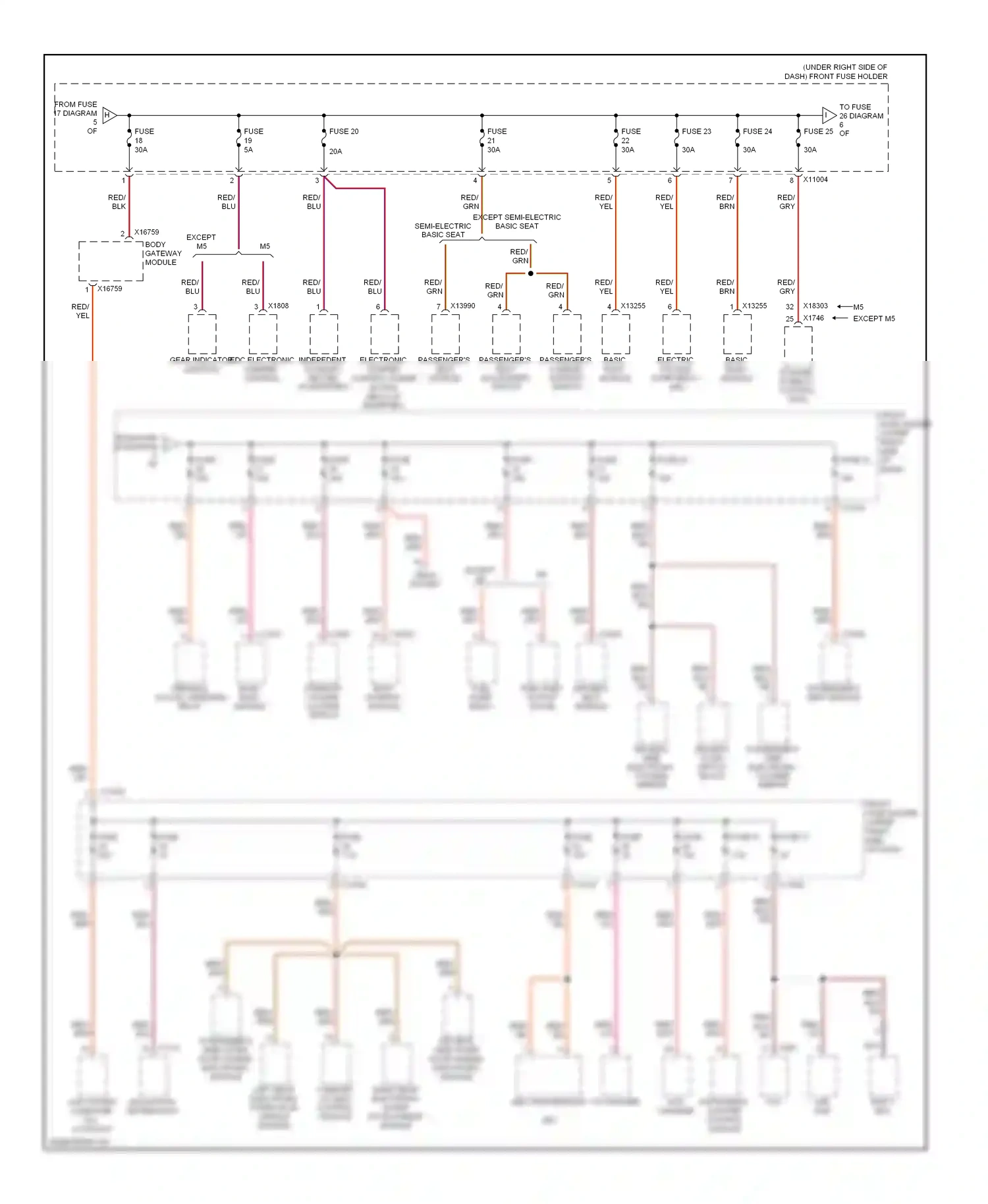 Wiring diagram passenger's side outer door handle electronic module for BMW 5 series E60/E61 facelift (2007-2010) (3 of 3)