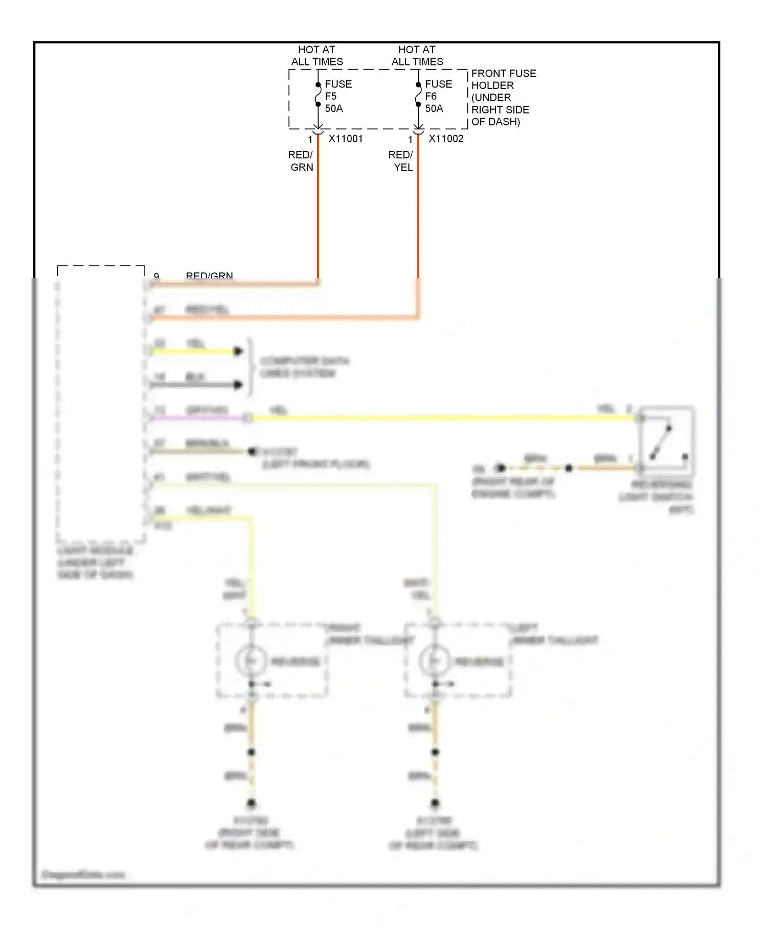 BMW 5 series E60/E61 facelift (2007-2010) reverse wiring diagram  (3 of 6)