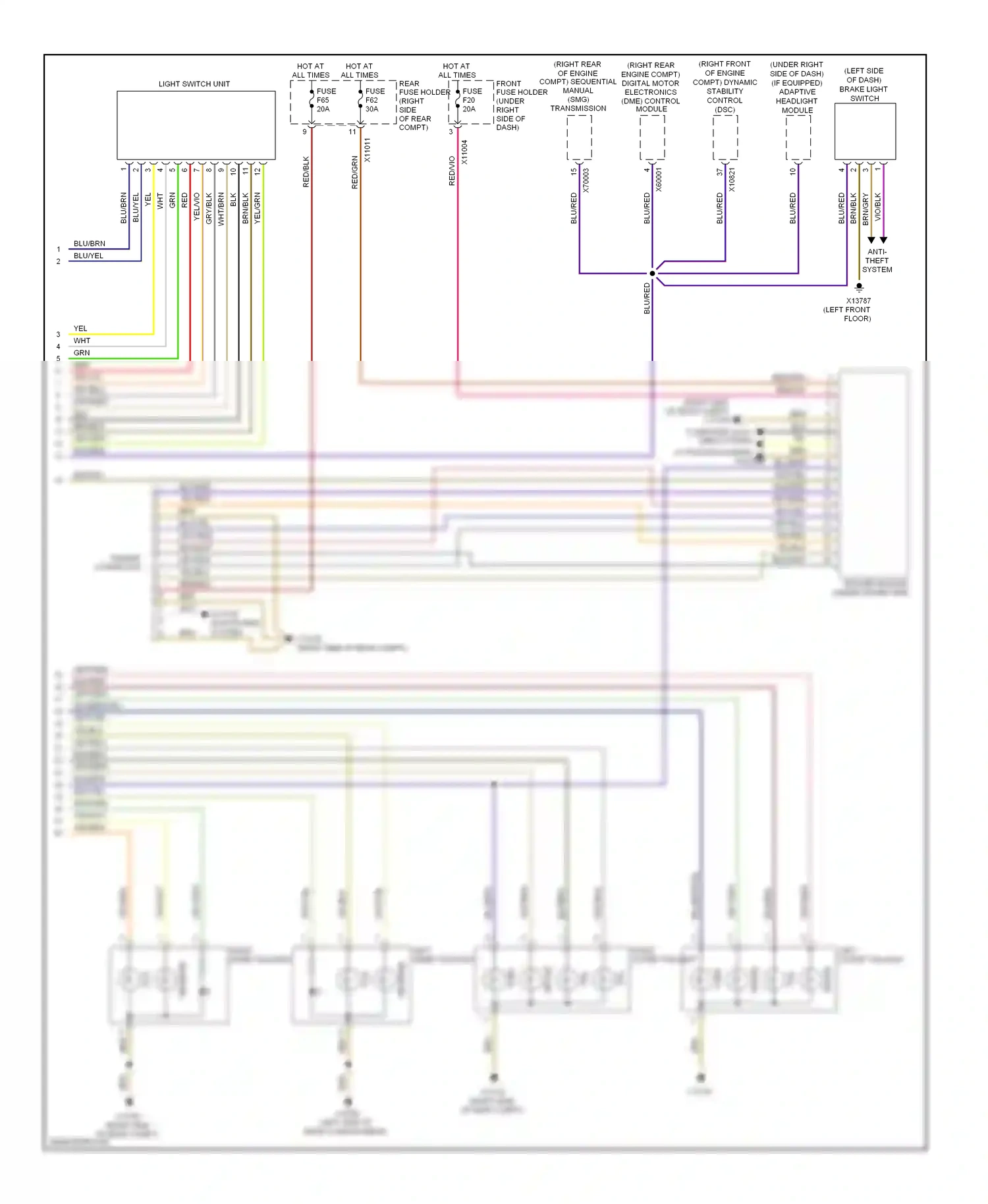 Wiring diagram right outer taillight for BMW 5 series E60/E61 facelift (2007-2010) (1 of 1)