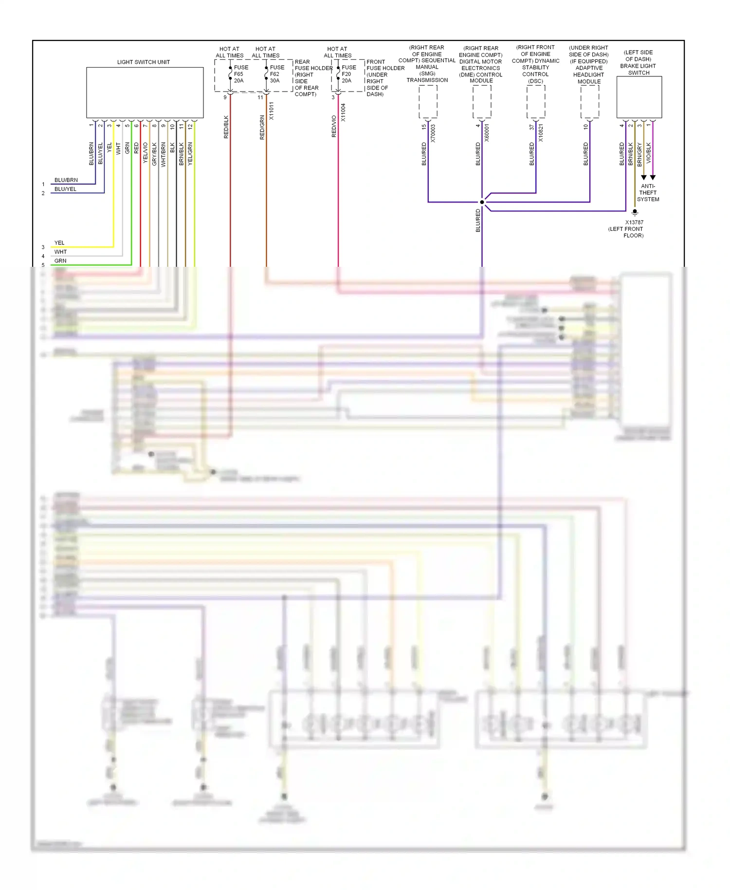 Wiring diagram yel/blu for BMW 5 series E60/E61 facelift (2007-2010) (23 of 32)