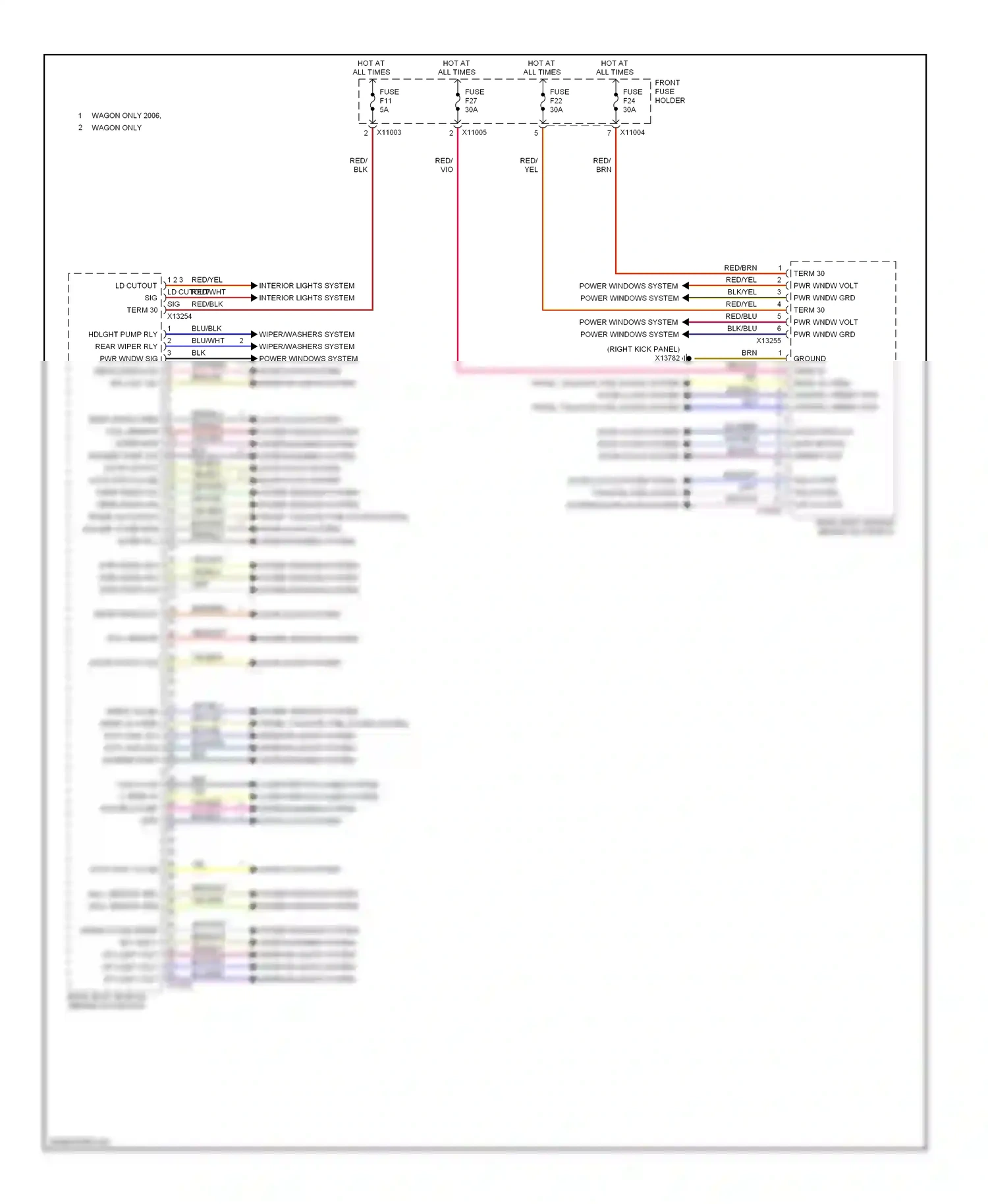 BMW 5 series E60/E61 (2002-2007) basic body module (behind glove box) wiring diagram  (1 of 2)