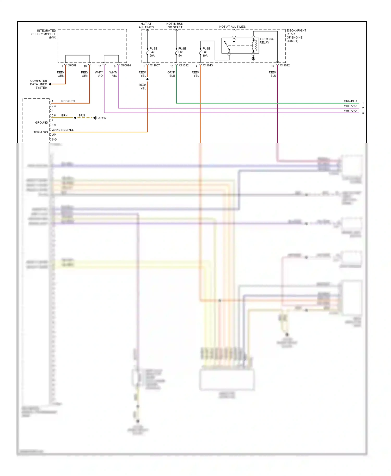 BMW 5 series E60/E61 (2002-2007) grn/blu wiring diagram  (1 of 9)