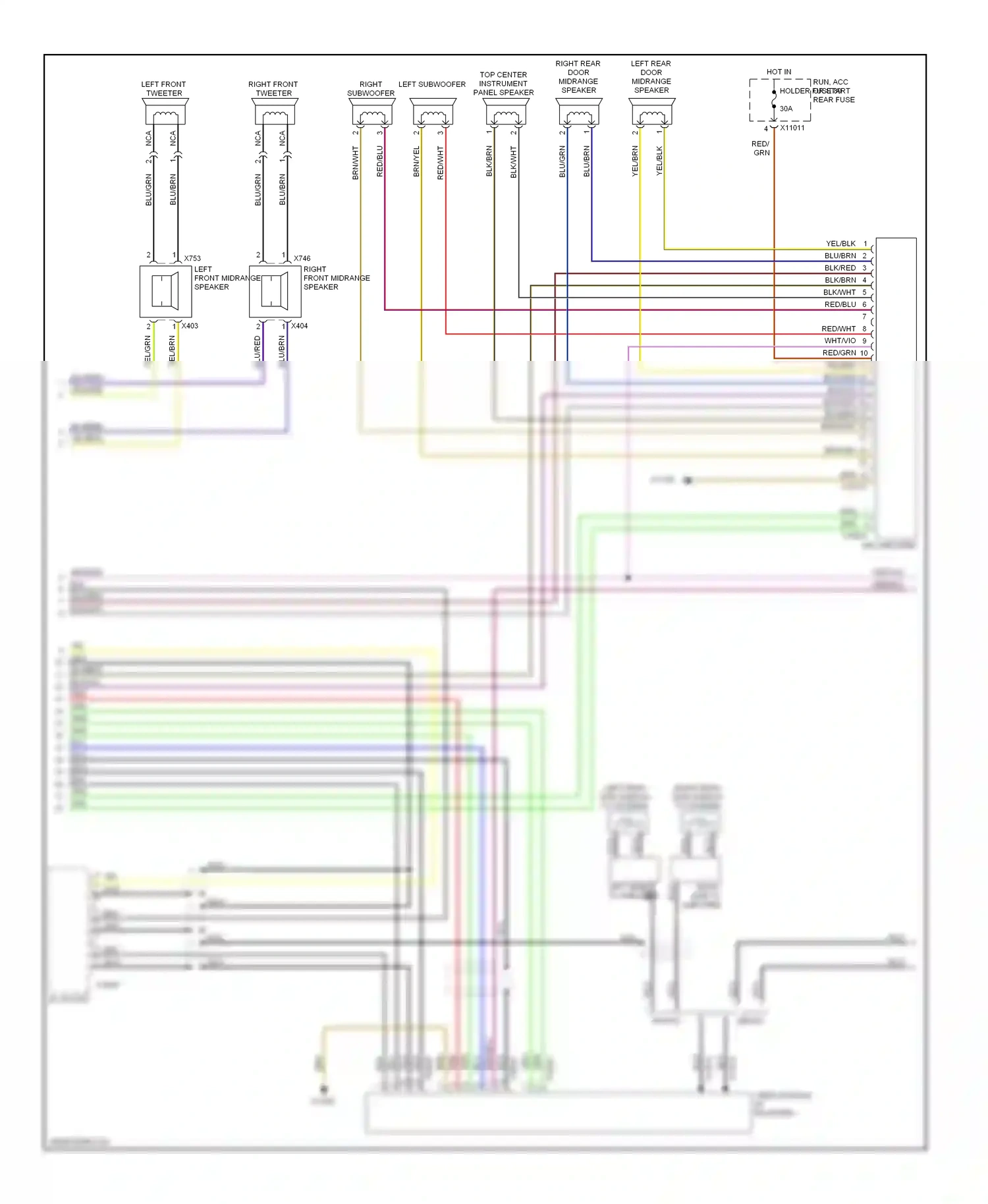 BMW 5 series E60/E61 (2002-2007) left front midrange speaker wiring diagram  (1 of 4)