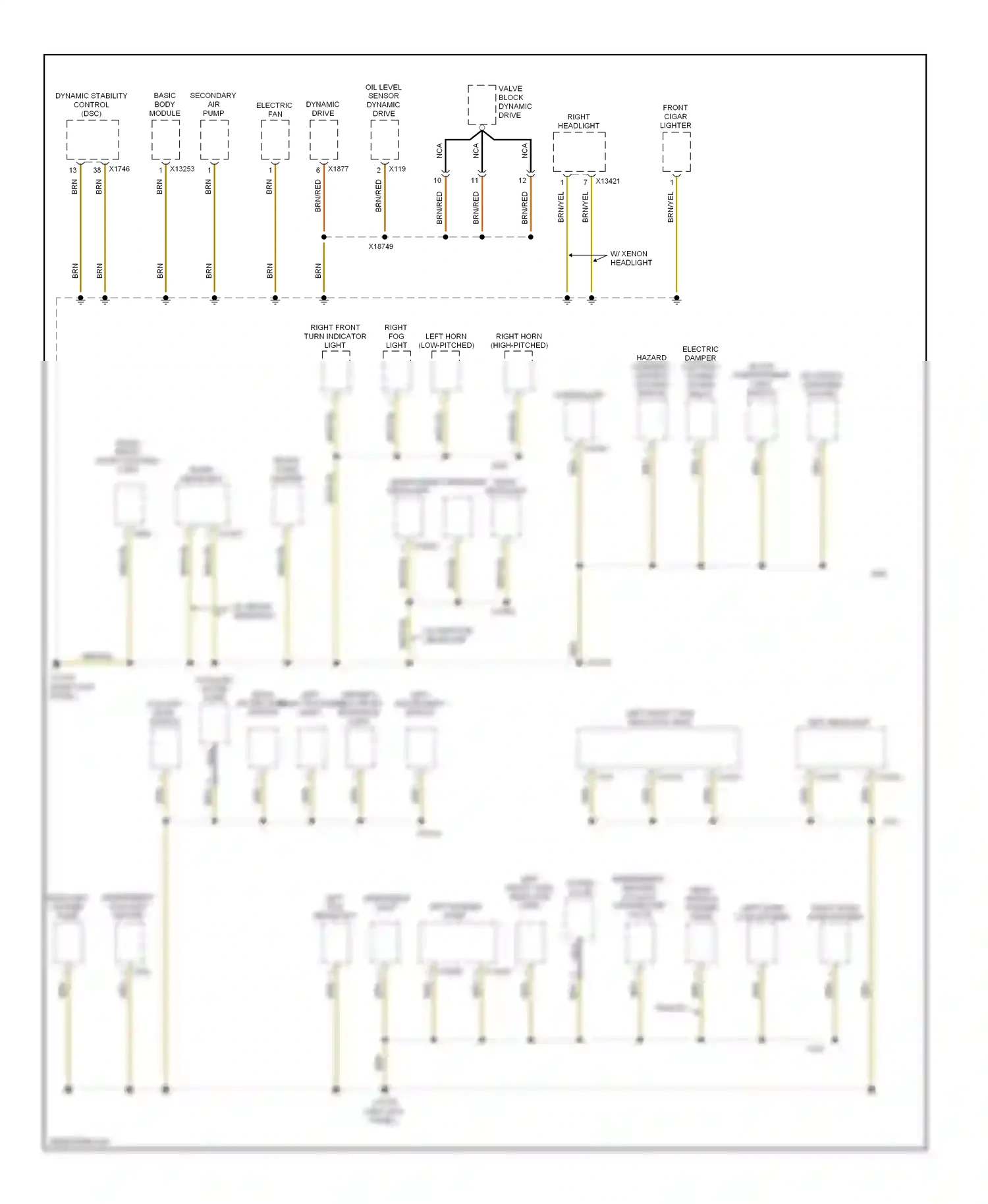 BMW 5 series E60/E61 (2002-2007) left headlight wiring diagram  (5 of 6)