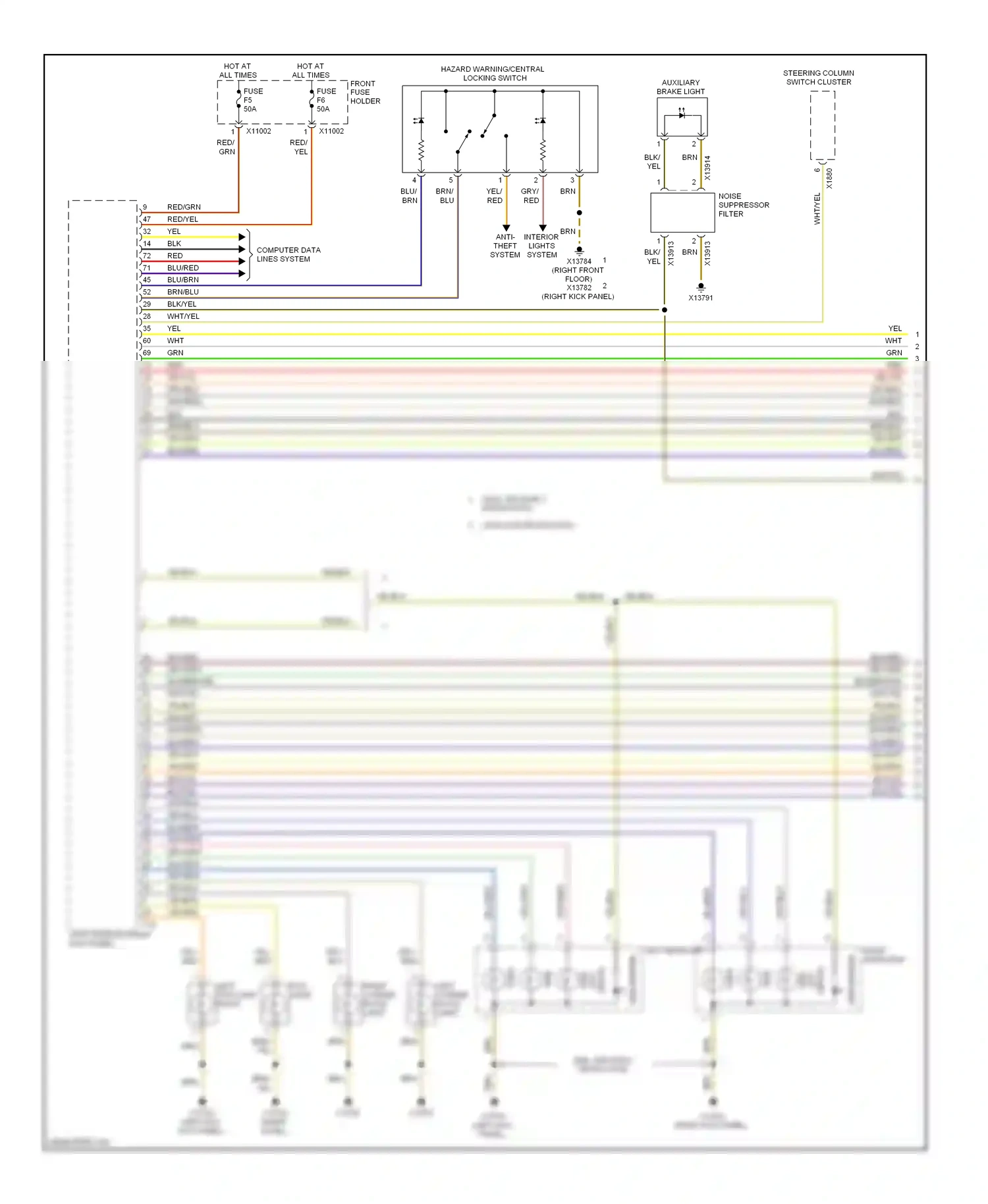 BMW 5 series E60/E61 (2002-2007) left headlight wiring diagram  (3 of 6)