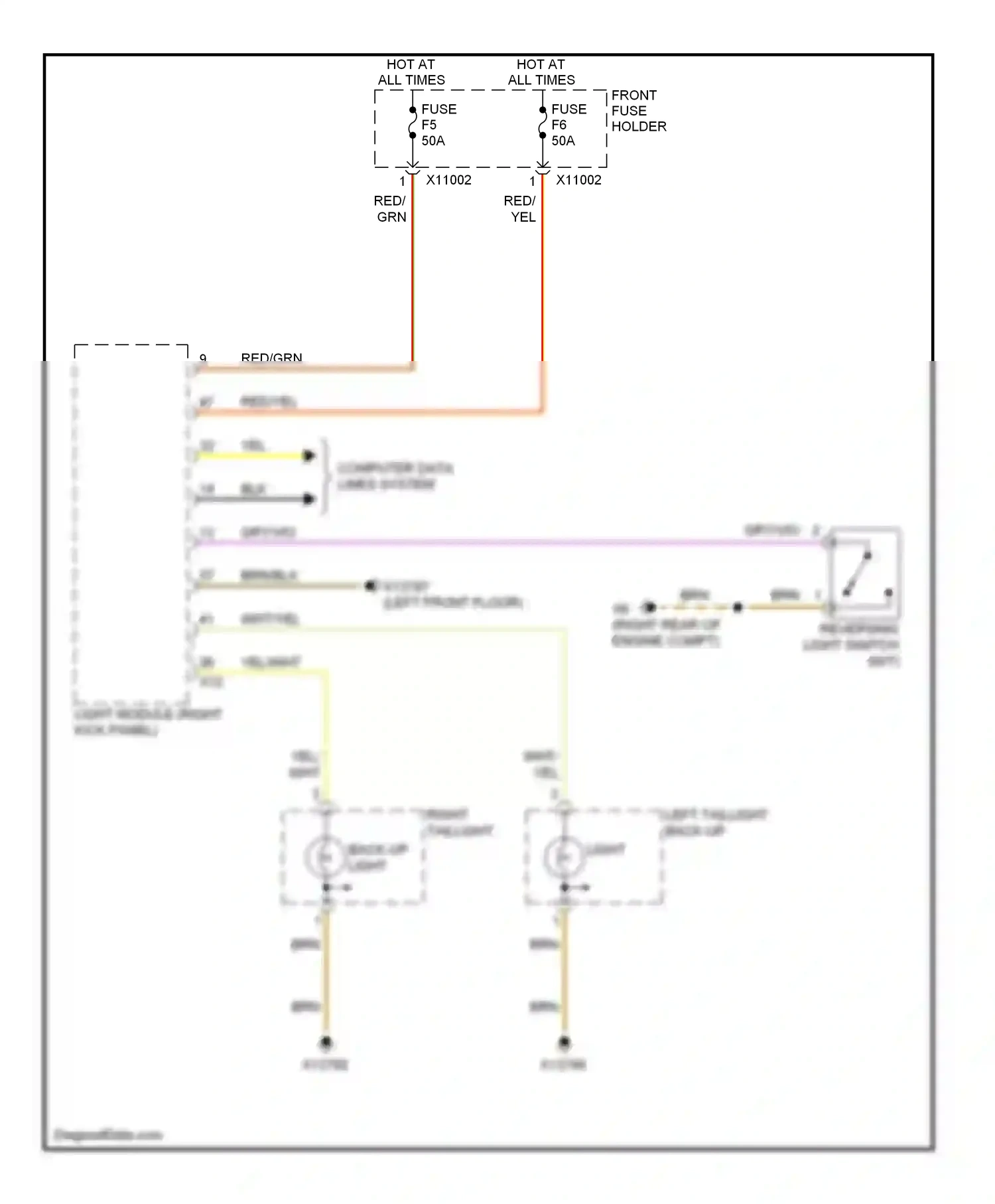 BMW 5 series E60/E61 (2002-2007) light module (right kick panel) wiring diagram  (1 of 8)