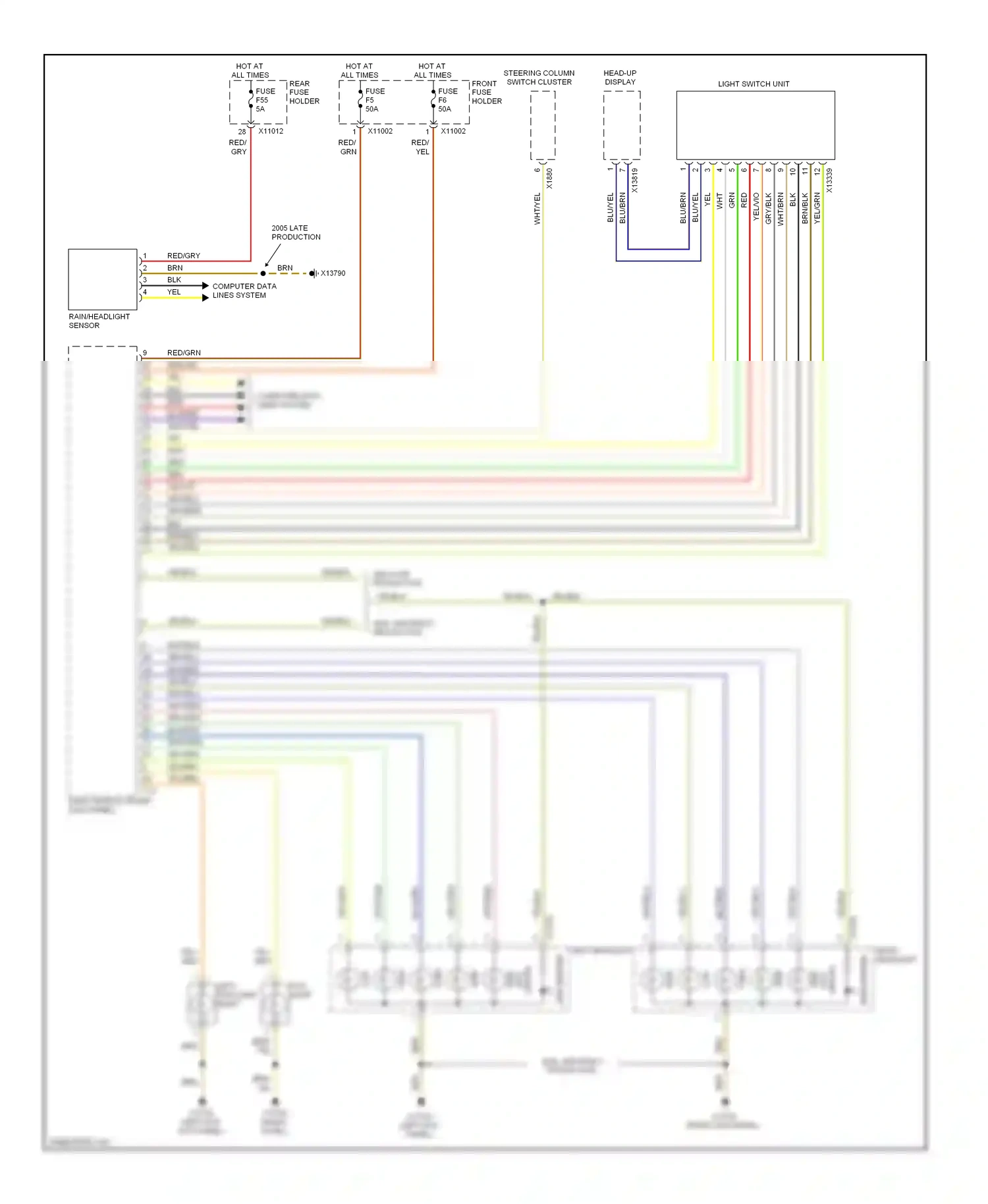 BMW 5 series E60/E61 (2002-2007) light module (right kick panel) wiring diagram  (7 of 8)