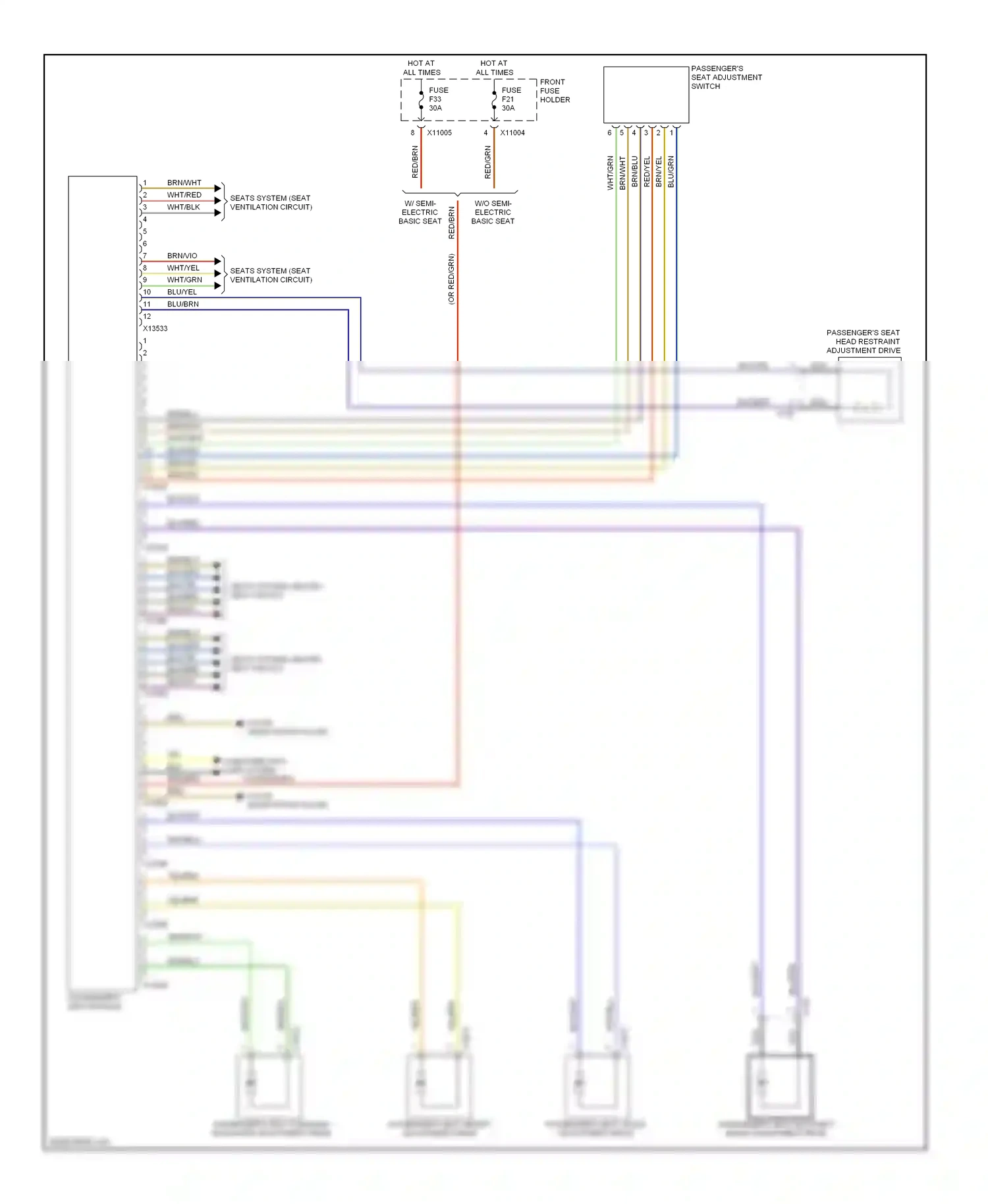 BMW 5 series E60/E61 (2002-2007) passenger's seat adjustment switch wiring diagram  (6 of 9)
