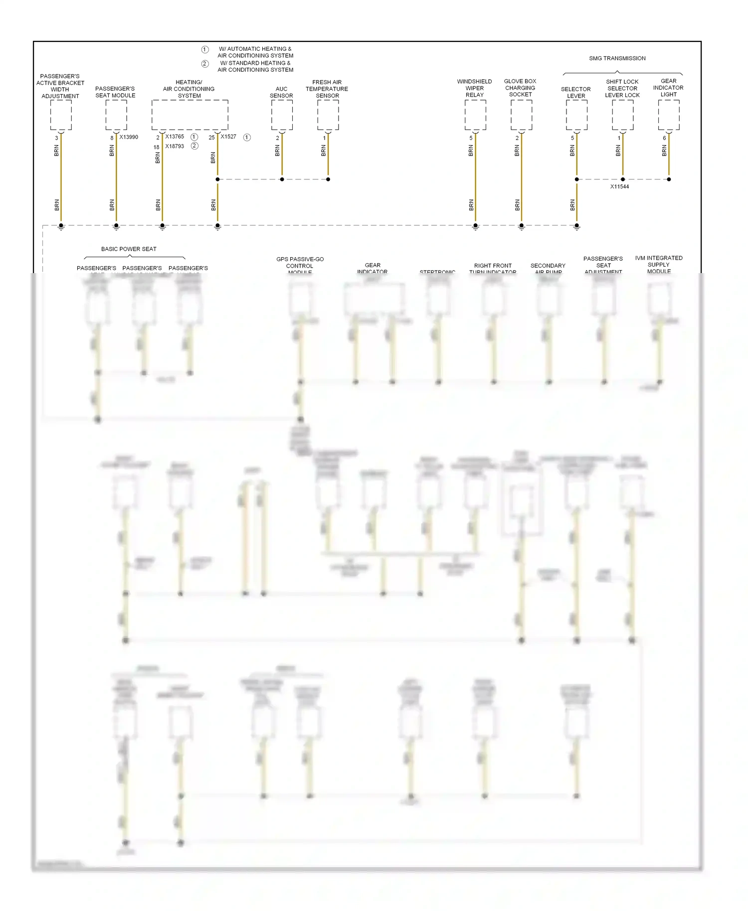 BMW 5 series E60/E61 (2002-2007) passenger's seat adjustment switch wiring diagram  (2 of 9)