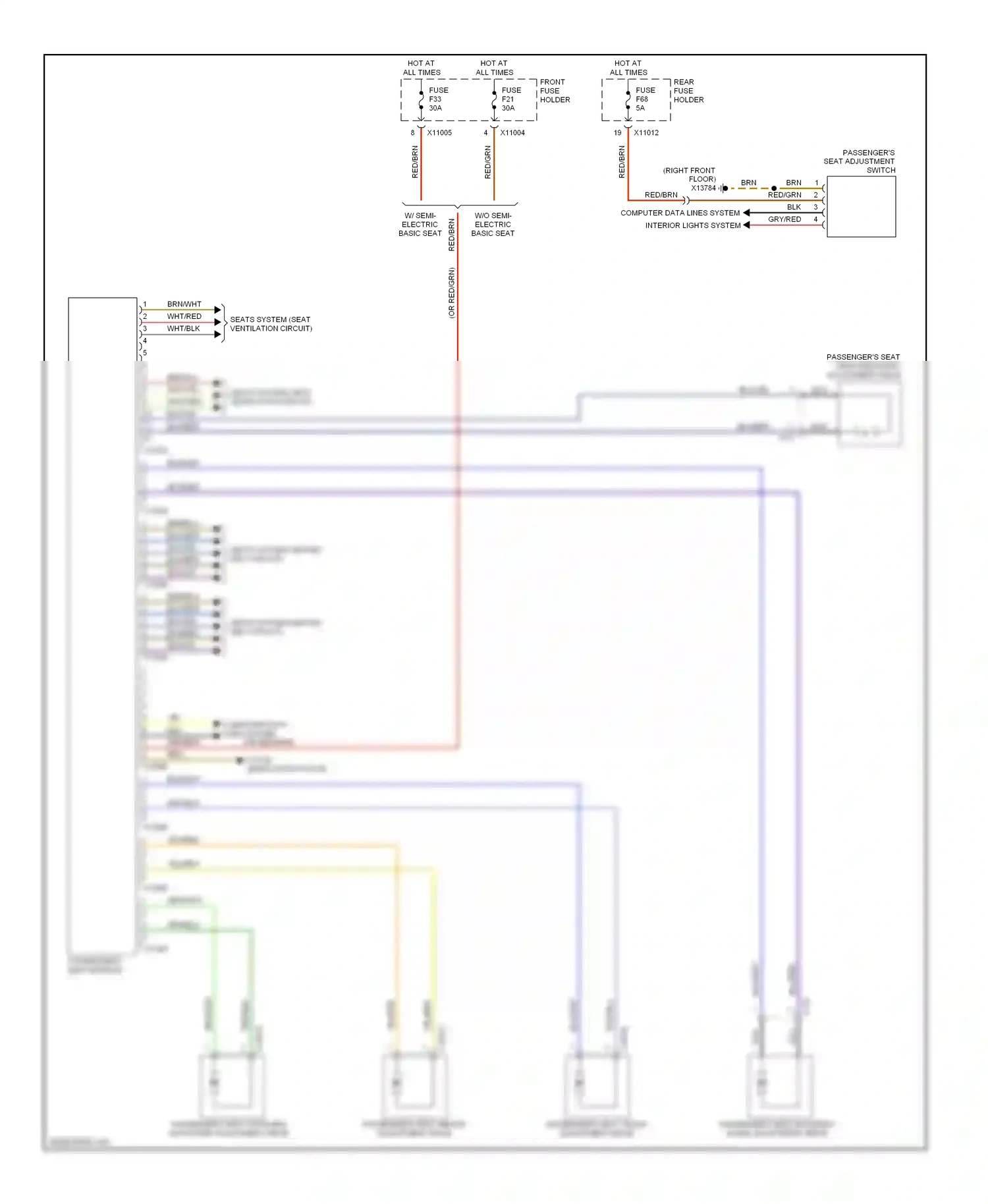 BMW 5 series E60/E61 (2002-2007) passenger's seat adjustment switch wiring diagram  (5 of 9)