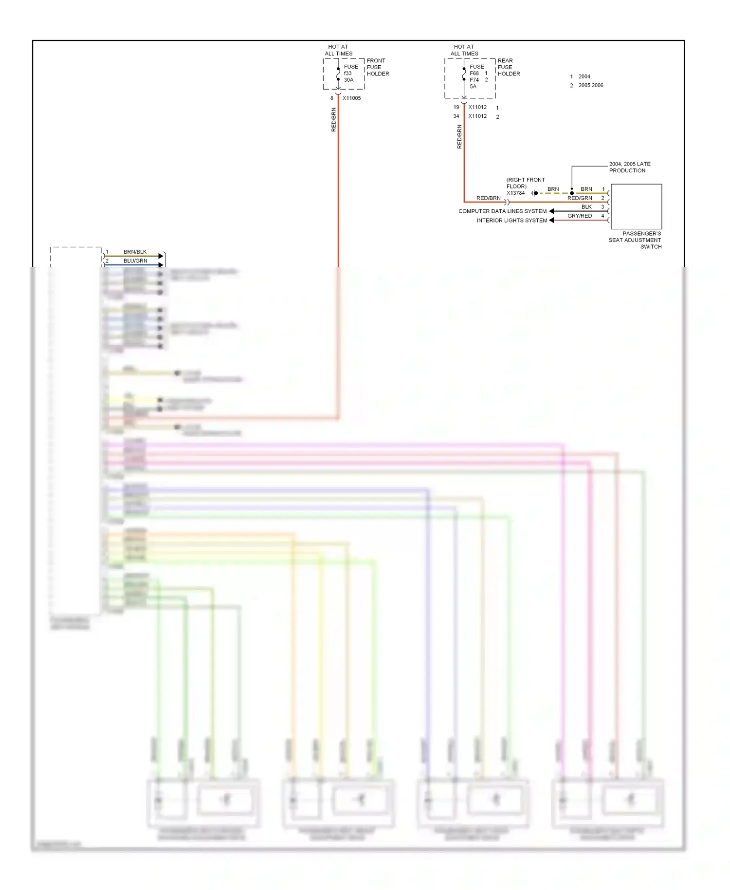 BMW 5 series E60/E61 (2002-2007) passenger's seat adjustment switch wiring diagram  (7 of 9)
