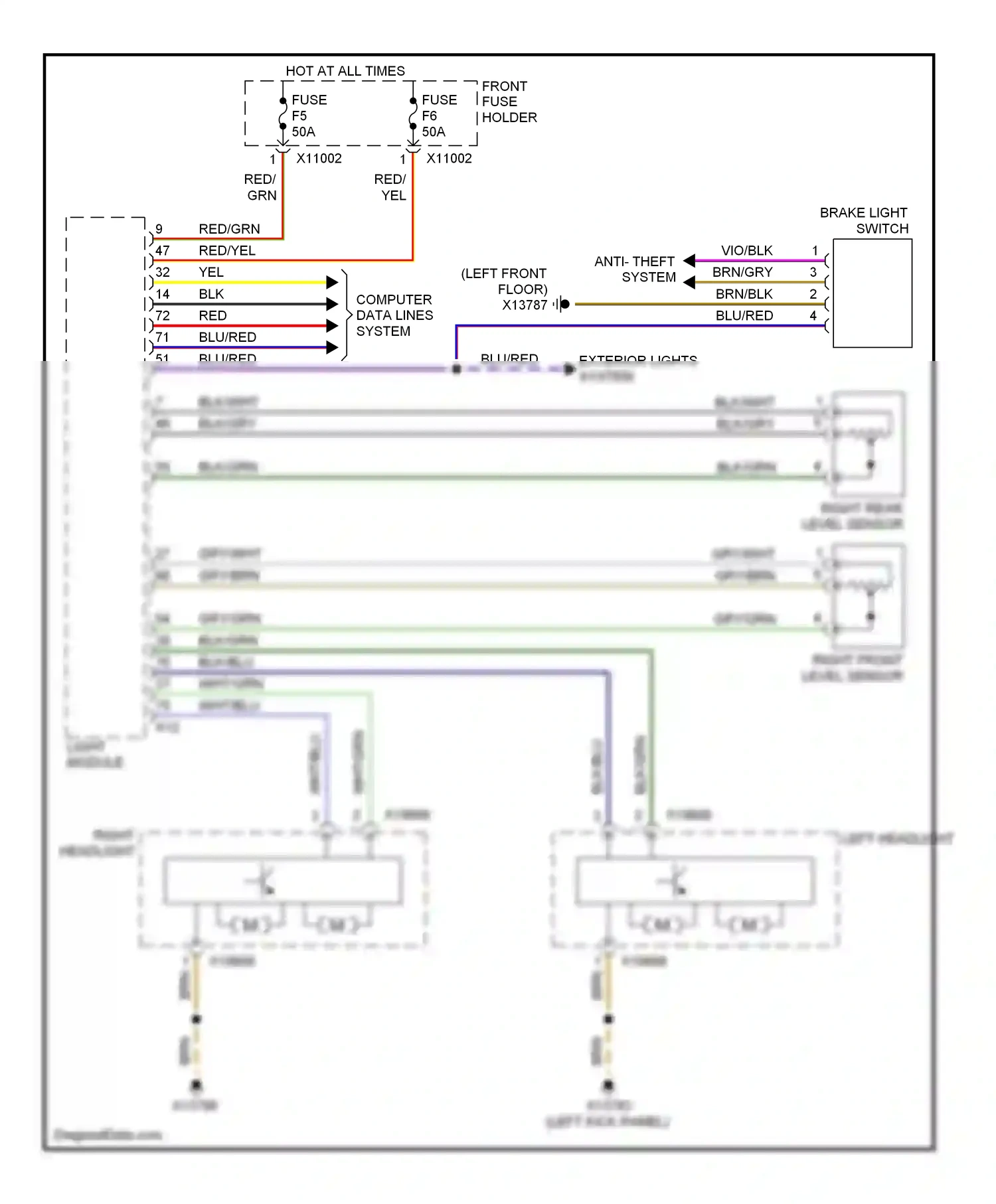 BMW 5 series E60/E61 (2002-2007) red/yel wiring diagram  (11 of 38)