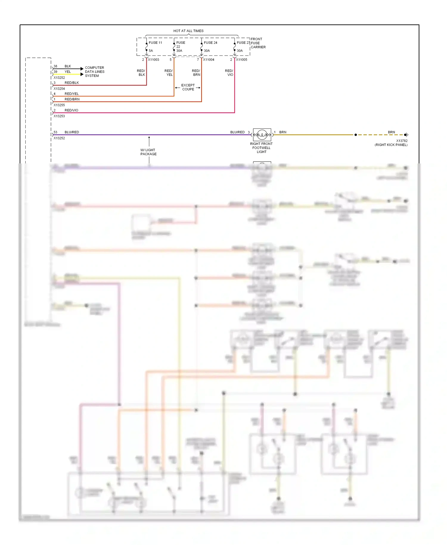 BMW 5 series E60/E61 (2002-2007) right rear interior light wiring diagram  (1 of 1)