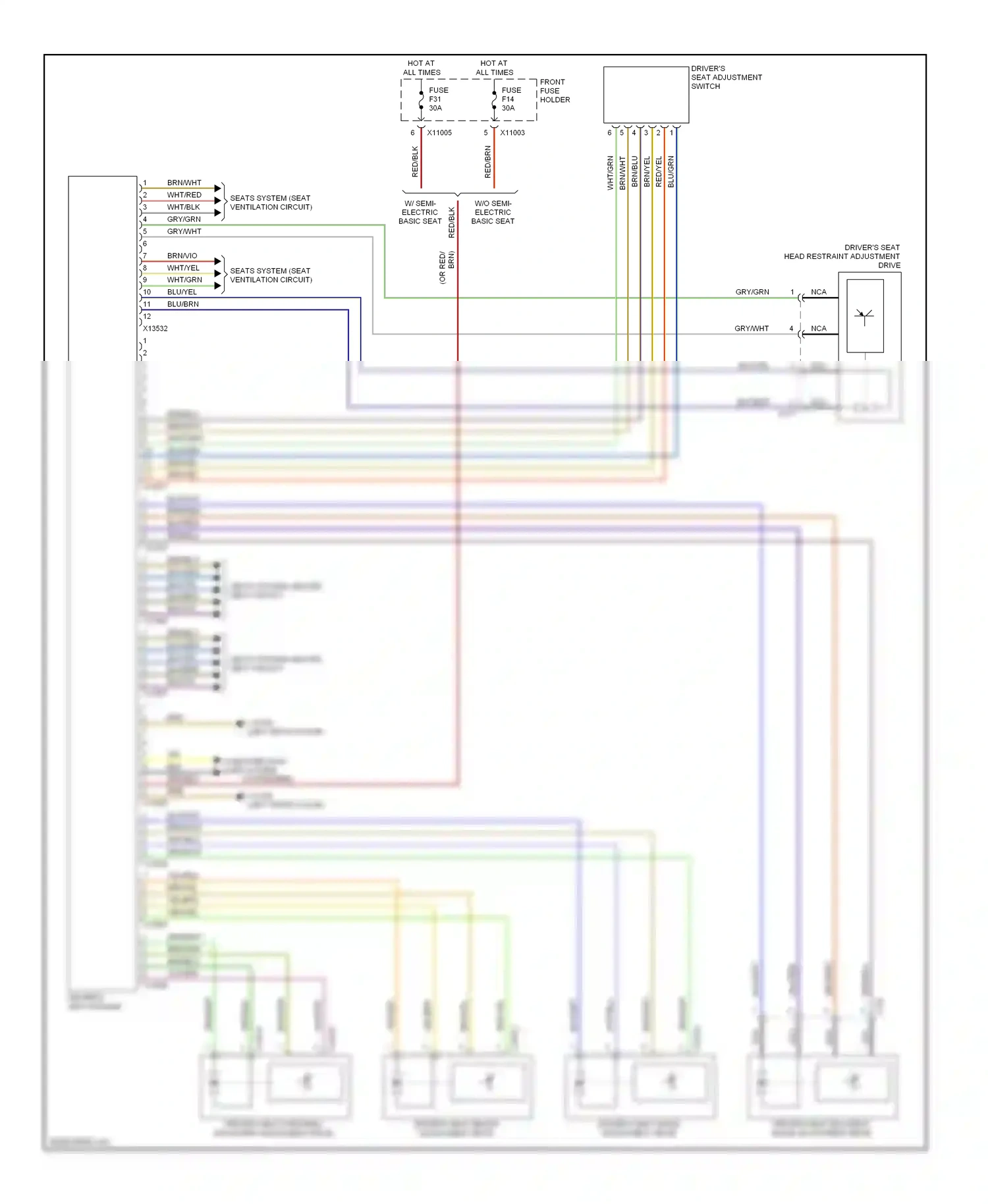 BMW 5 series E60/E61 (2002-2007) w/ semi- electric basic seat wiring diagram  (2 of 11)