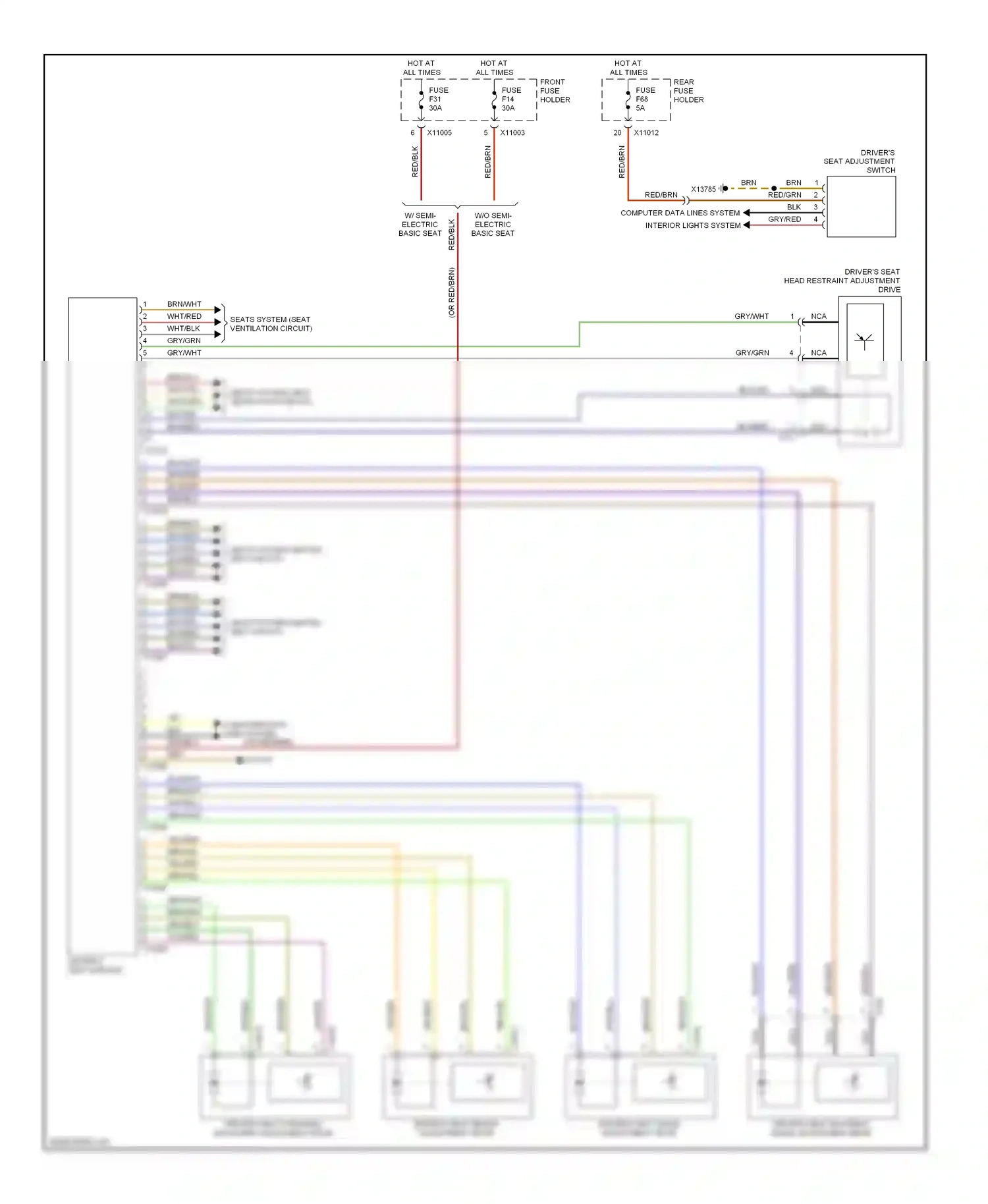 BMW 5 series E60/E61 (2002-2007) w/o semi- electric basic seat wiring diagram  (1 of 11)