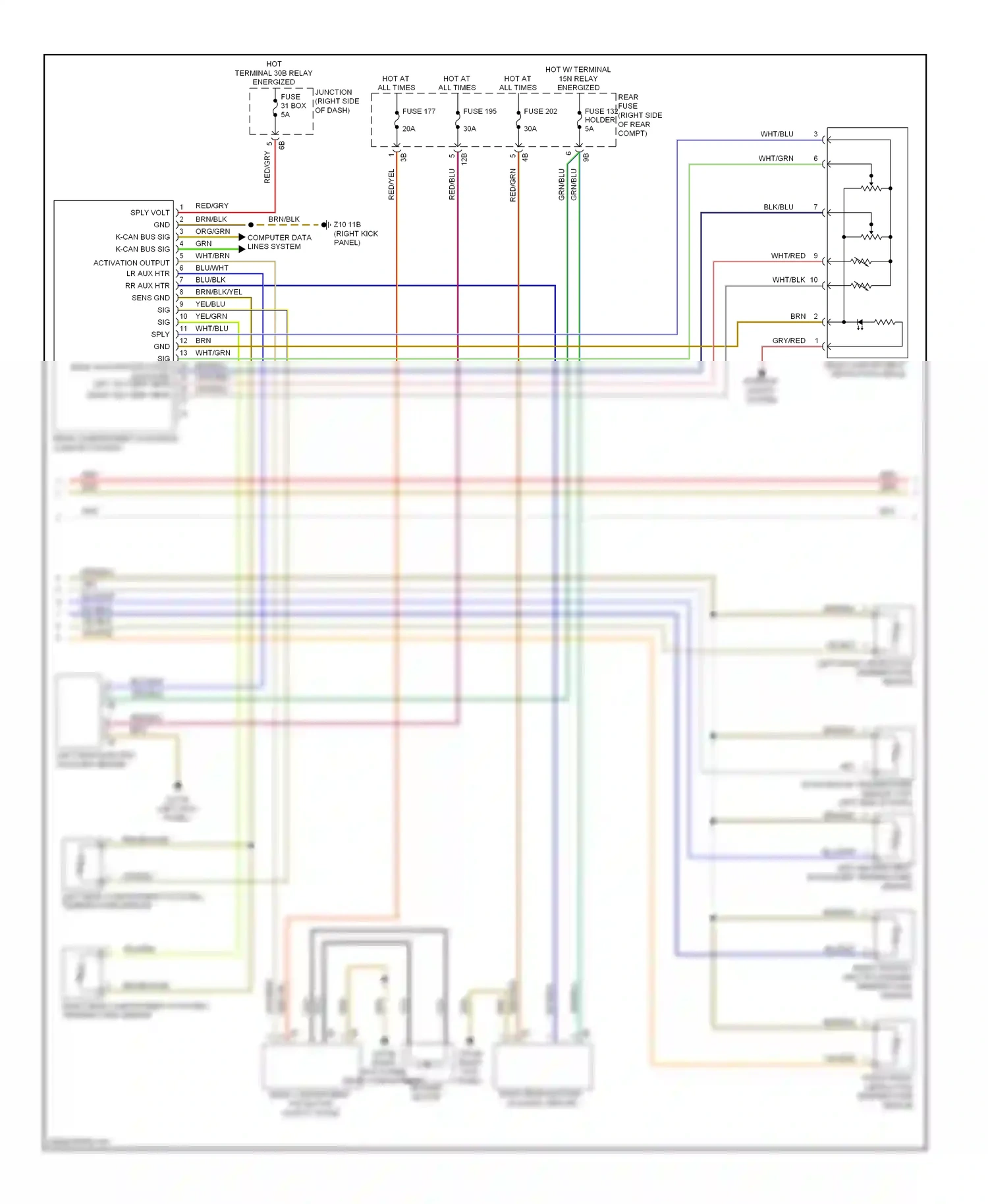 BMW 5 series GT F07 (2009-2013) (right kick computer data lines system panel) wiring diagram  (1 of 1)