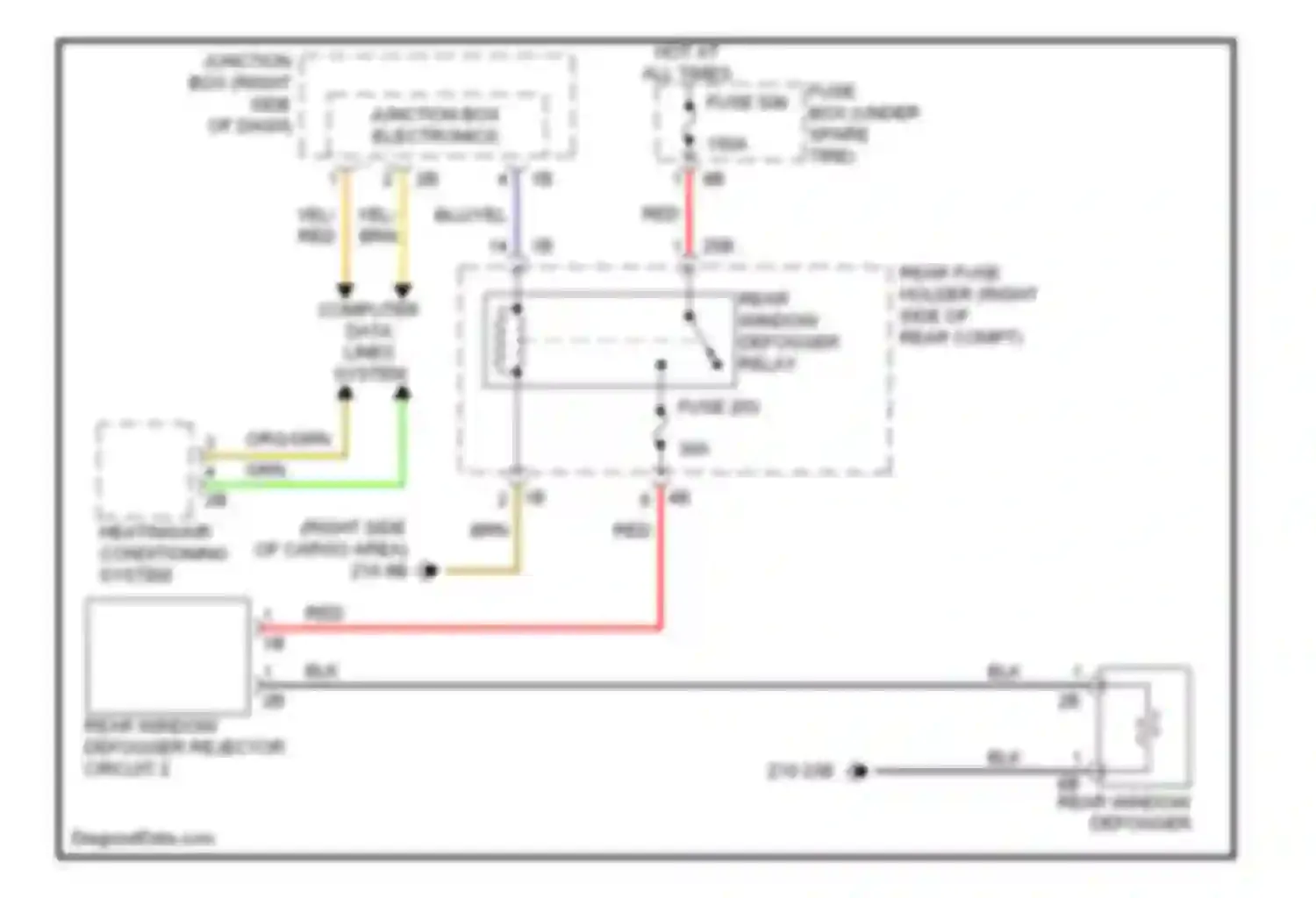 5 series BMW F10/F11 (2009-2013): Rear defogger circuit