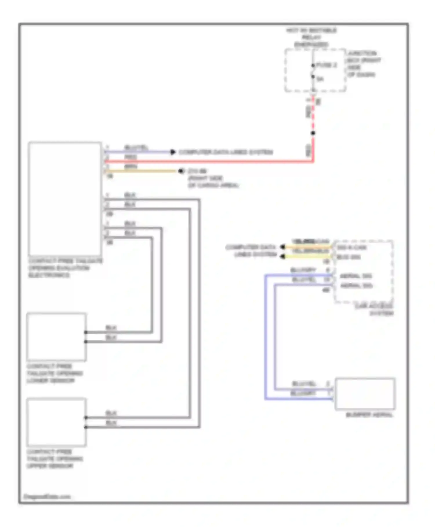 Wiring diagram contact-free tailgate opening evalution electronics for BMW 5 series F10/F11 (2009-2013) (1 of 1)